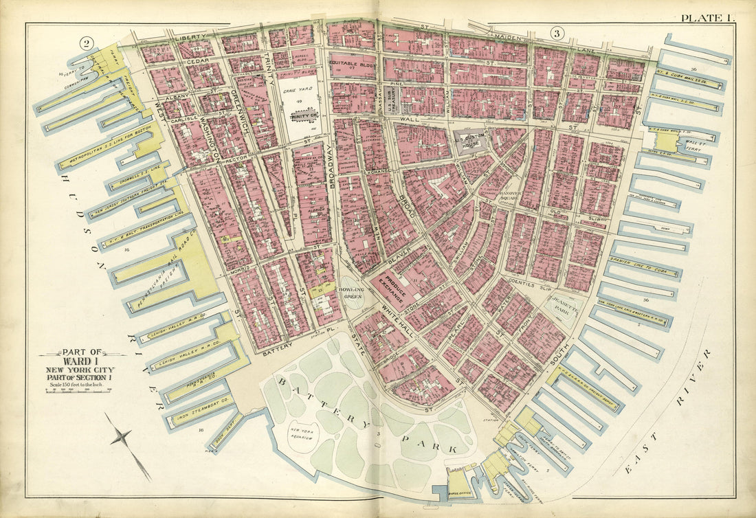 Part of Ward 1 from Atlas of the City of New York, Manhattan Island : from Actual Surveys and Official Plans 1894 by Relic Map Company