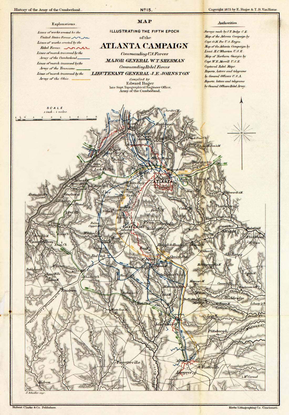 No. 15 - Fifth Epoch of Atlanta Campaign from History of the Army of the Cumberland : Its Organization, Campaigns, and Battles, Written at the Request of Major-General George H. Thomas Chiefly from His Private Military Journal and Official and Other �... by Relic Map Company