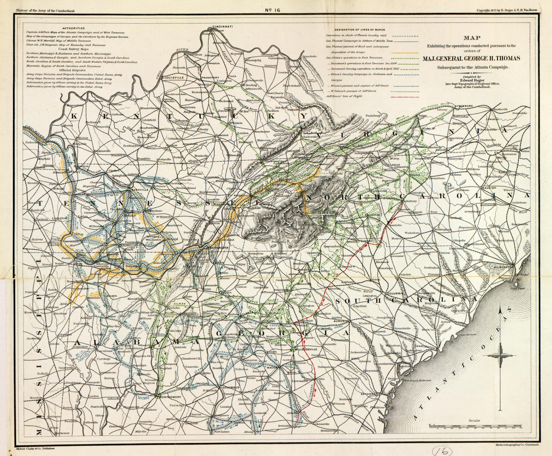 No. 16 - Operations Conducted -- Orders of Maj. Gen. George H. Thomas from History of the Army of the Cumberland : Its Organization, Campaigns, and Battles, Written at the Request of Major-General George H. Thomas Chiefly from His Private Military Jou... by Relic Map Company