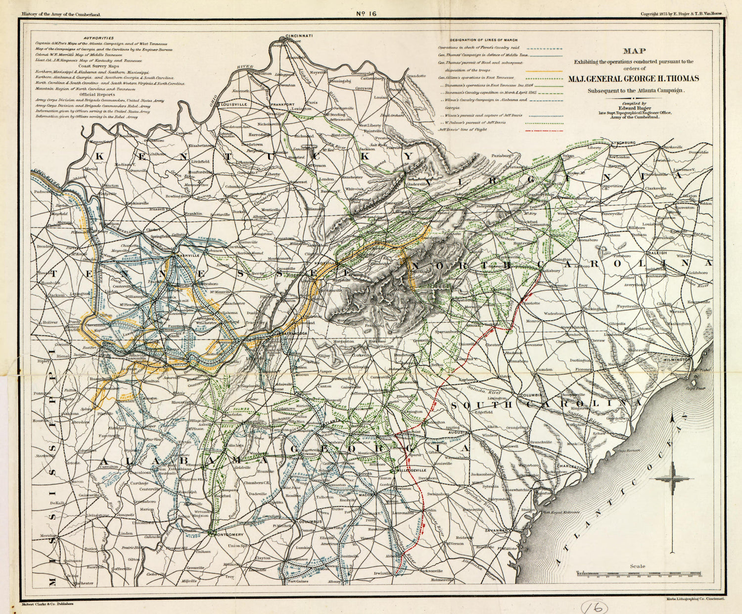 No. 16 - Operations Conducted -- Orders of Maj. Gen. George H. Thomas from History of the Army of the Cumberland : Its Organization, Campaigns, and Battles, Written at the Request of Major-General George H. Thomas Chiefly from His Private Military Jou... by Relic Map Company