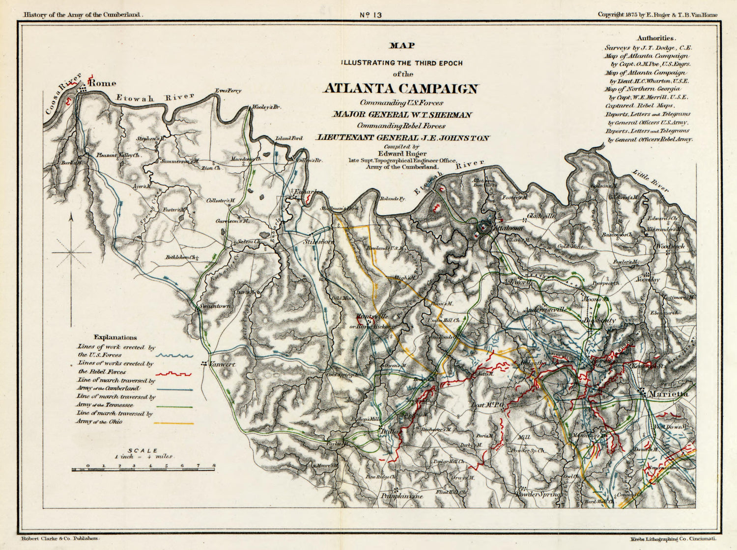 No. 13 - Third Epoch of Atlanta Campaign from History of the Army of the Cumberland : Its Organization, Campaigns, and Battles, Written at the Request of Major-General George H. Thomas Chiefly from His Private Military Journal and Official and Other �... by Relic Map Company