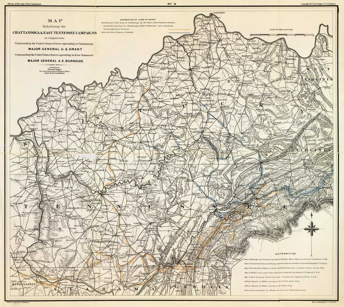 No. 9 - Chattanooga &amp; East Tennessee Campaigns from History of the Army of the Cumberland : Its Organization, Campaigns, and Battles, Written at the Request of Major-General George H. Thomas Chiefly from His Private Military Journal and Official and O... by Relic Map Company