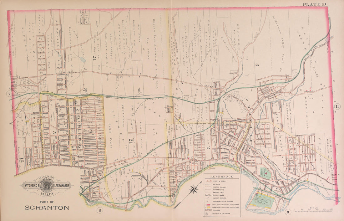 Part of Scranton, Plate 10 from Atlas of the Wyoming and Lackawanna Valleys and Map of Luzerne and Lackawanna Counties, Pennsylvania. : from Actual Surveys, Official Records &amp; Private Plans 1894 by Relic Map Company