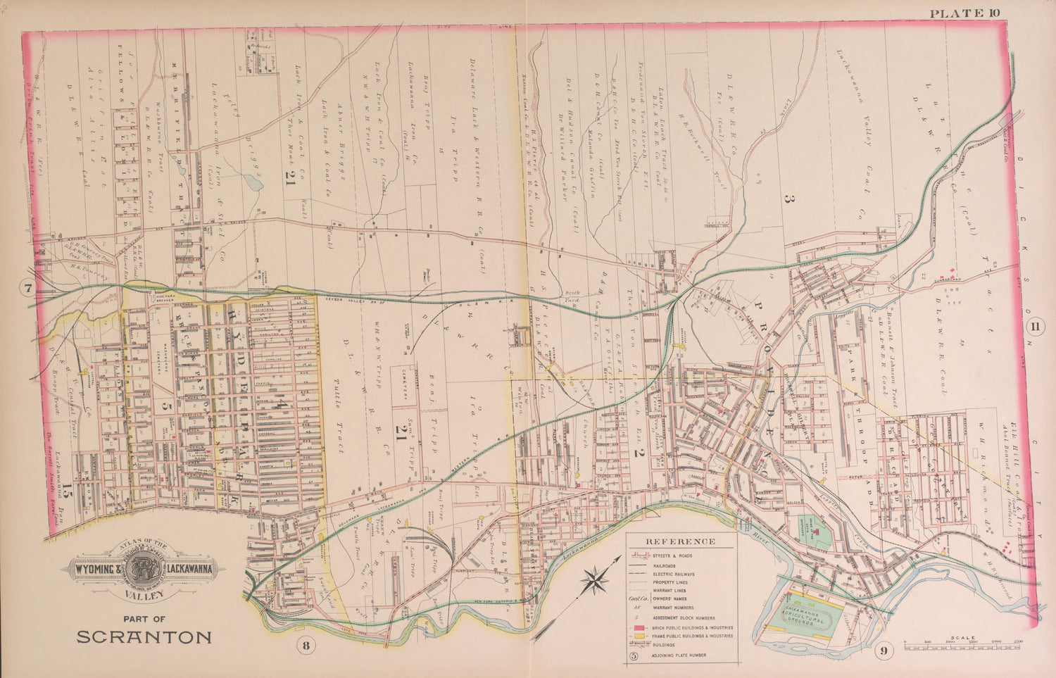 Part of Scranton, Plate 10 from Atlas of the Wyoming and Lackawanna Valleys and Map of Luzerne and Lackawanna Counties, Pennsylvania. : from Actual Surveys, Official Records &amp; Private Plans 1894 by Relic Map Company