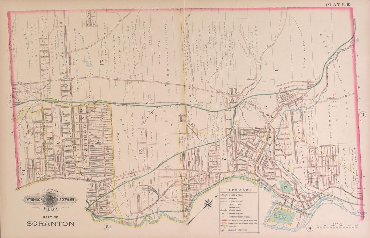 Part of Scranton, Plate 10 from Atlas of the Wyoming and Lackawanna Valleys and Map of Luzerne and Lackawanna Counties, Pennsylvania. : from Actual Surveys, Official Records &amp; Private Plans 1894 by Relic Map Company
