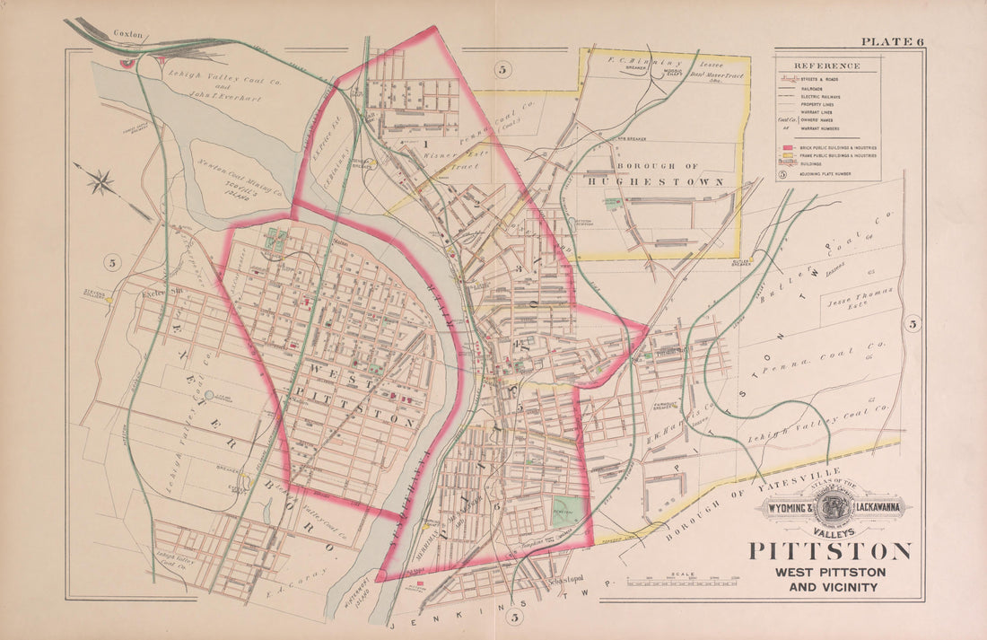 Pittston, Plate 6 from Atlas of the Wyoming and Lackawanna Valleys and Map of Luzerne and Lackawanna Counties, Pennsylvania. : from Actual Surveys, Official Records &amp; Private Plans 1894 by Relic Map Company