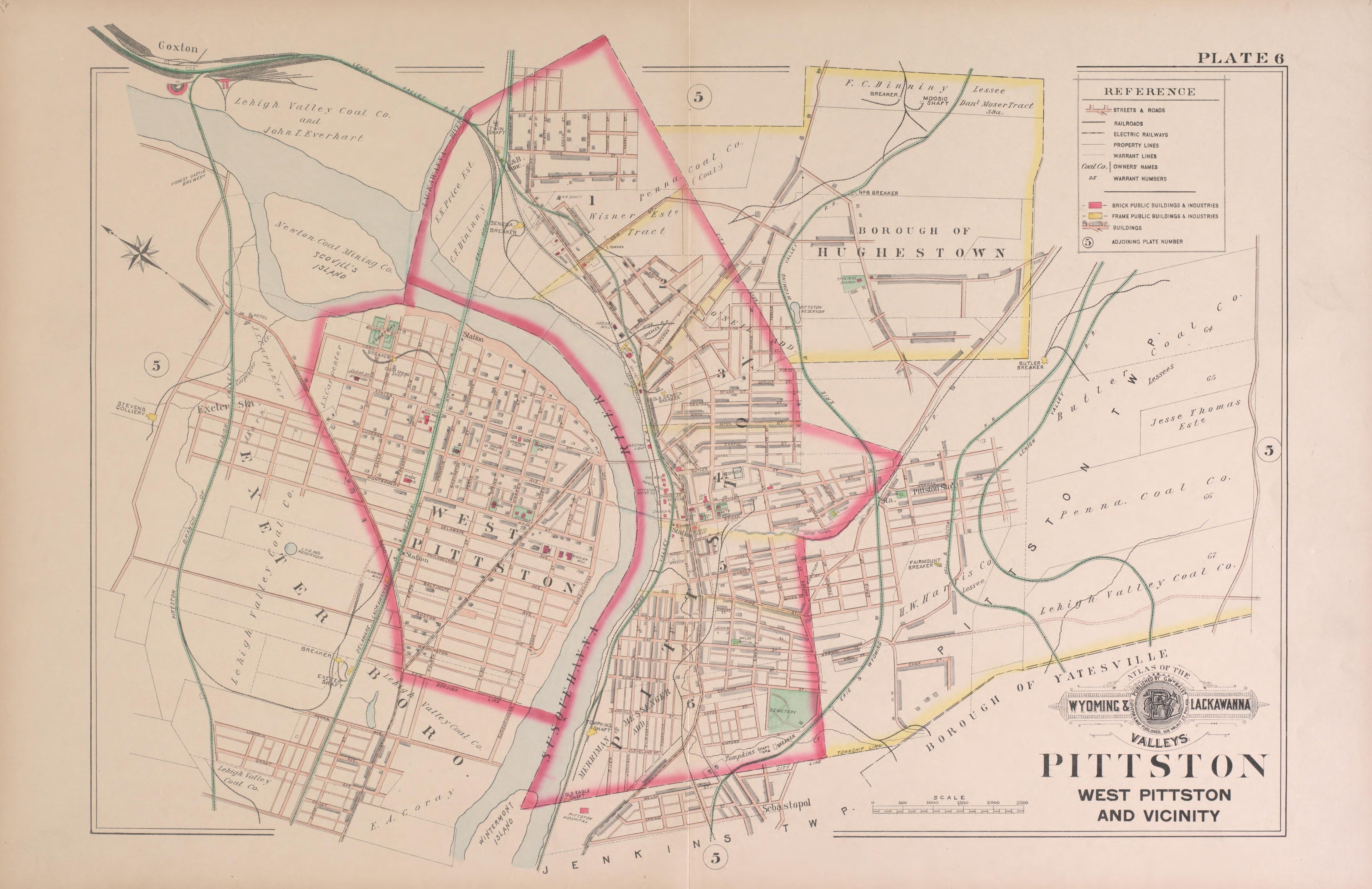 Pittston, Plate 6 from Atlas of the Wyoming and Lackawanna Valleys and Map of Luzerne and Lackawanna Counties, Pennsylvania. : from Actual Surveys, Official Records &amp; Private Plans 1894 by Relic Map Company