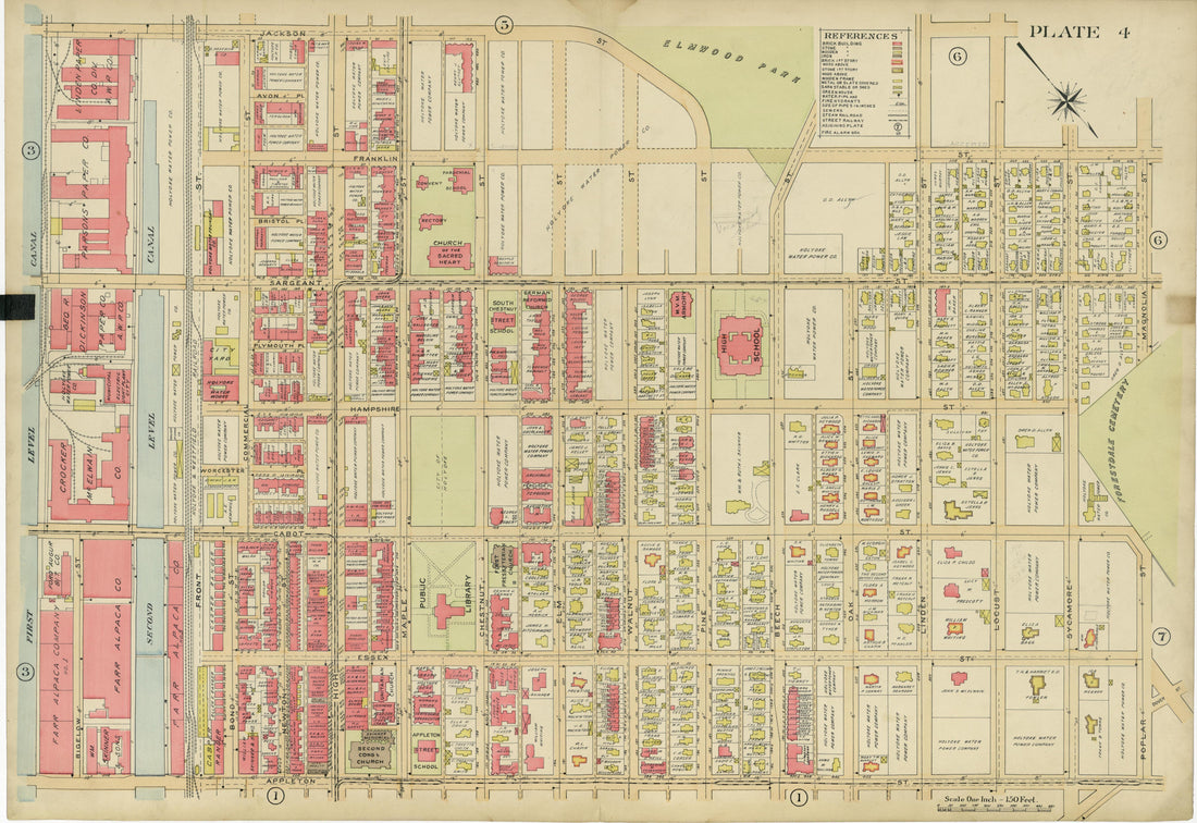 Plate 4 from Richards Standard Atlas of the City of Holyoke, Massachusetts : Containing Ten Double Page Maps In Colors, Covering the Entire City, Showing Every Lot Line, Building, Owners&