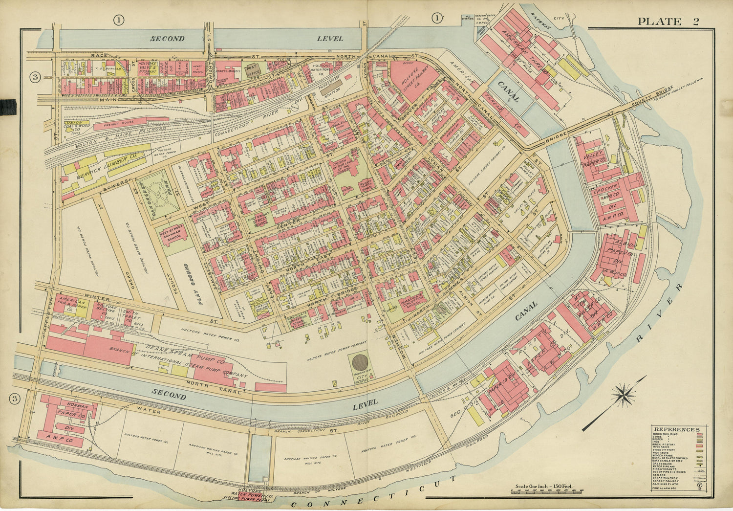 Plate 2 from Richards Standard Atlas of the City of Holyoke, Massachusetts : Containing Ten Double Page Maps In Colors, Covering the Entire City, Showing Every Lot Line, Building, Owners&