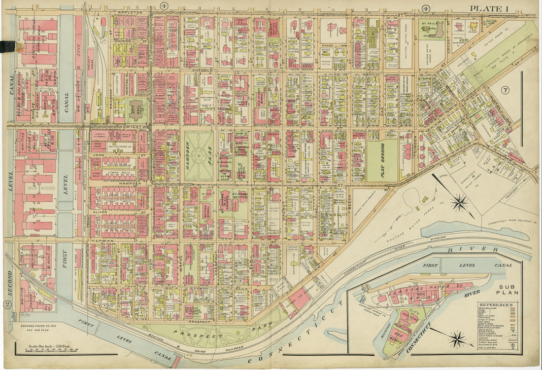 Plate 1 from Richards Standard Atlas of the City of Holyoke, Massachusetts : Containing Ten Double Page Maps In Colors, Covering the Entire City, Showing Every Lot Line, Building, Owners&