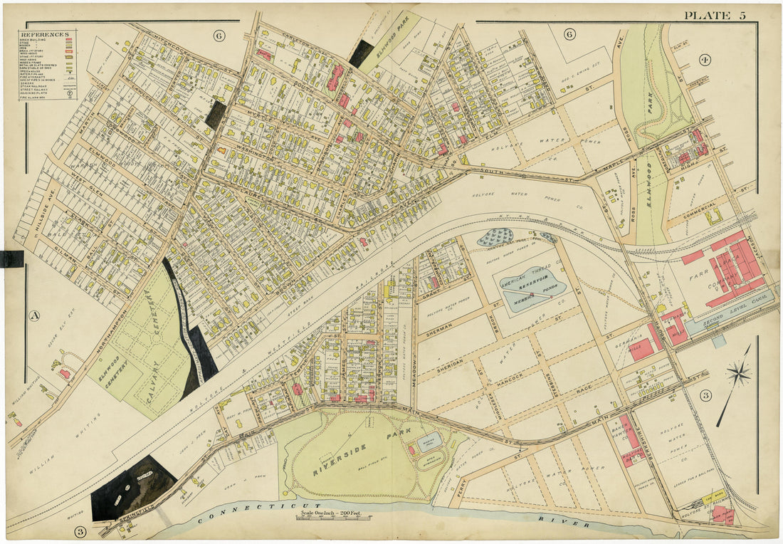 Plate 5 from Richards Standard Atlas of the City of Holyoke, Massachusetts : Containing Ten Double Page Maps In Colors, Covering the Entire City, Showing Every Lot Line, Building, Owners&
