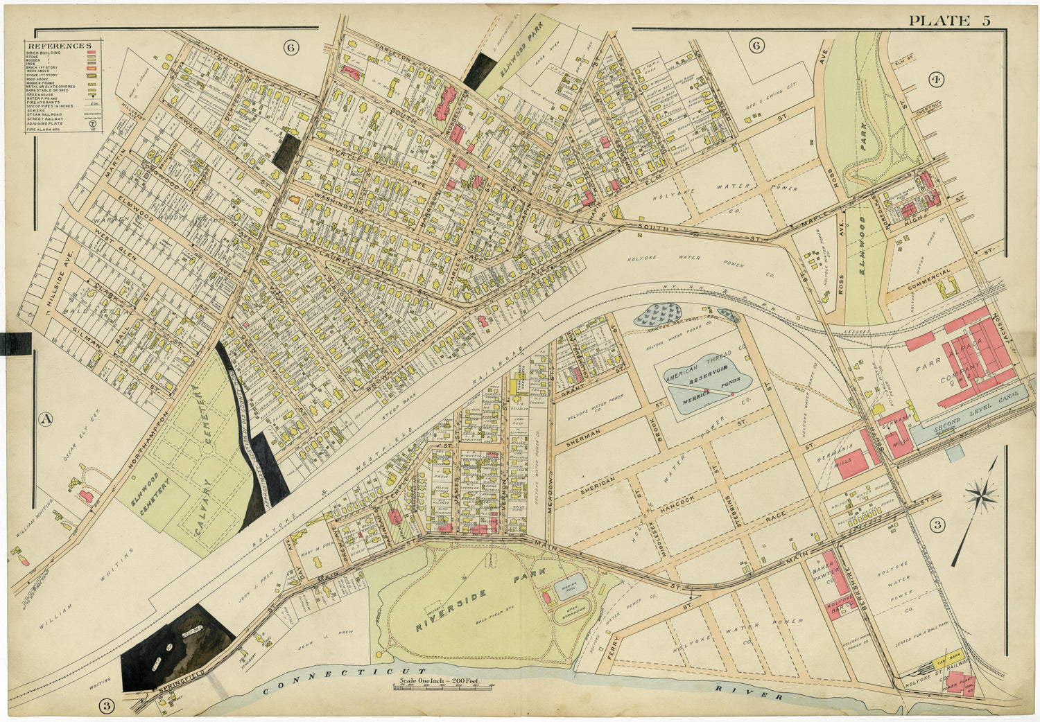 Plate 5 from Richards Standard Atlas of the City of Holyoke, Massachusetts : Containing Ten Double Page Maps In Colors, Covering the Entire City, Showing Every Lot Line, Building, Owners&