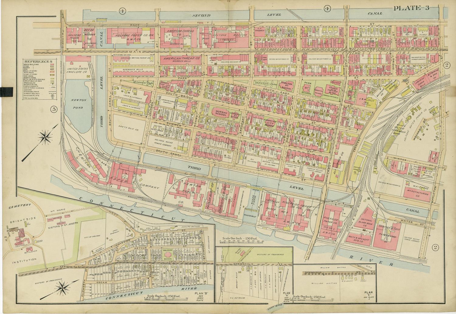Plate 3 from Richards Standard Atlas of the City of Holyoke, Massachusetts : Containing Ten Double Page Maps In Colors, Covering the Entire City, Showing Every Lot Line, Building, Owners&