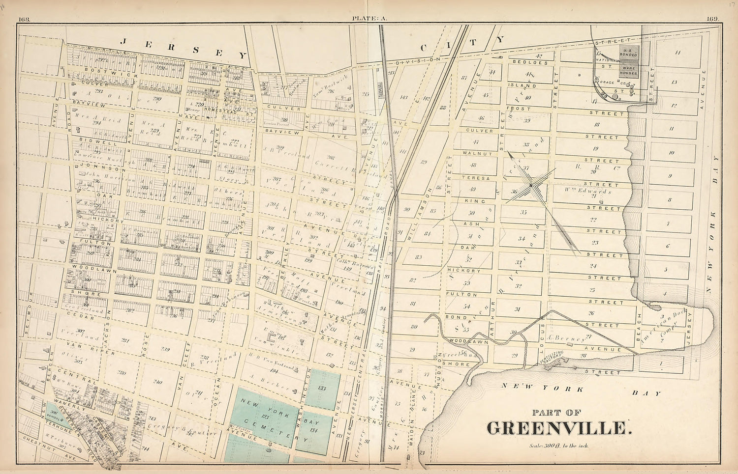 Greenville - 1 from Combined Atlas of the State of New Jersey and the Late Township of Greenville, Now Part of Jersey City, from Actual Survey Official Records &amp; Private Plans 1873 by Relic Map Company