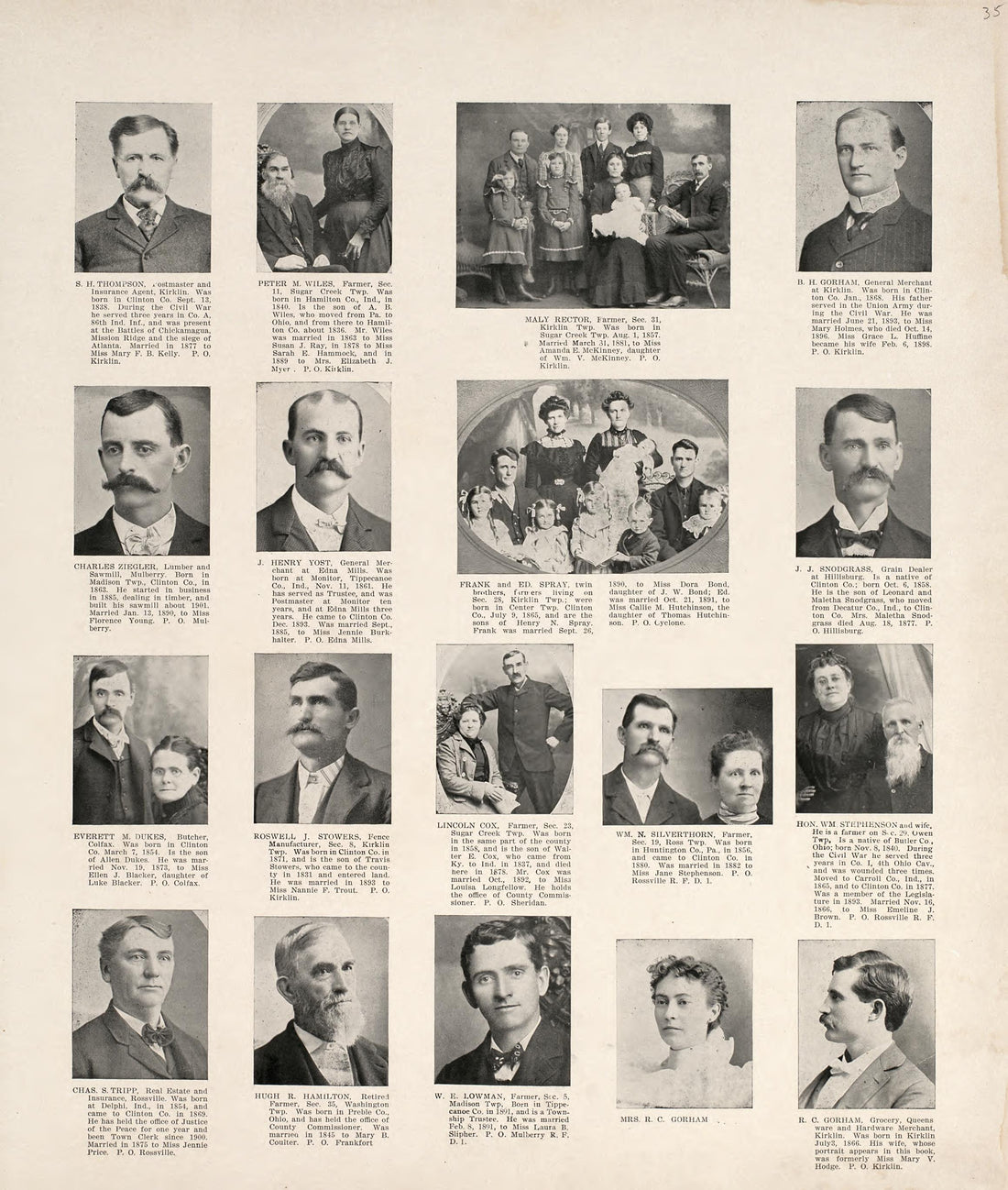 Portrait Department from 20th Century Atlas of Clinton County, Indiana : Containing Maps of Villages, Cities and Townships of the County, of the State, United States and World, Farmers Directory, Business Directory and General Information, … 1903 by Relic Map Company