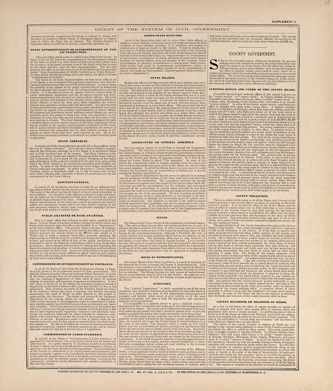 Digest of the System of Civil Government from 20th Century Atlas of Clinton County, Indiana : Containing Maps of Villages, Cities and Townships of the County, of the State, United States and World, Farmers Directory, Business Directory and General Inf... by Relic Map Company