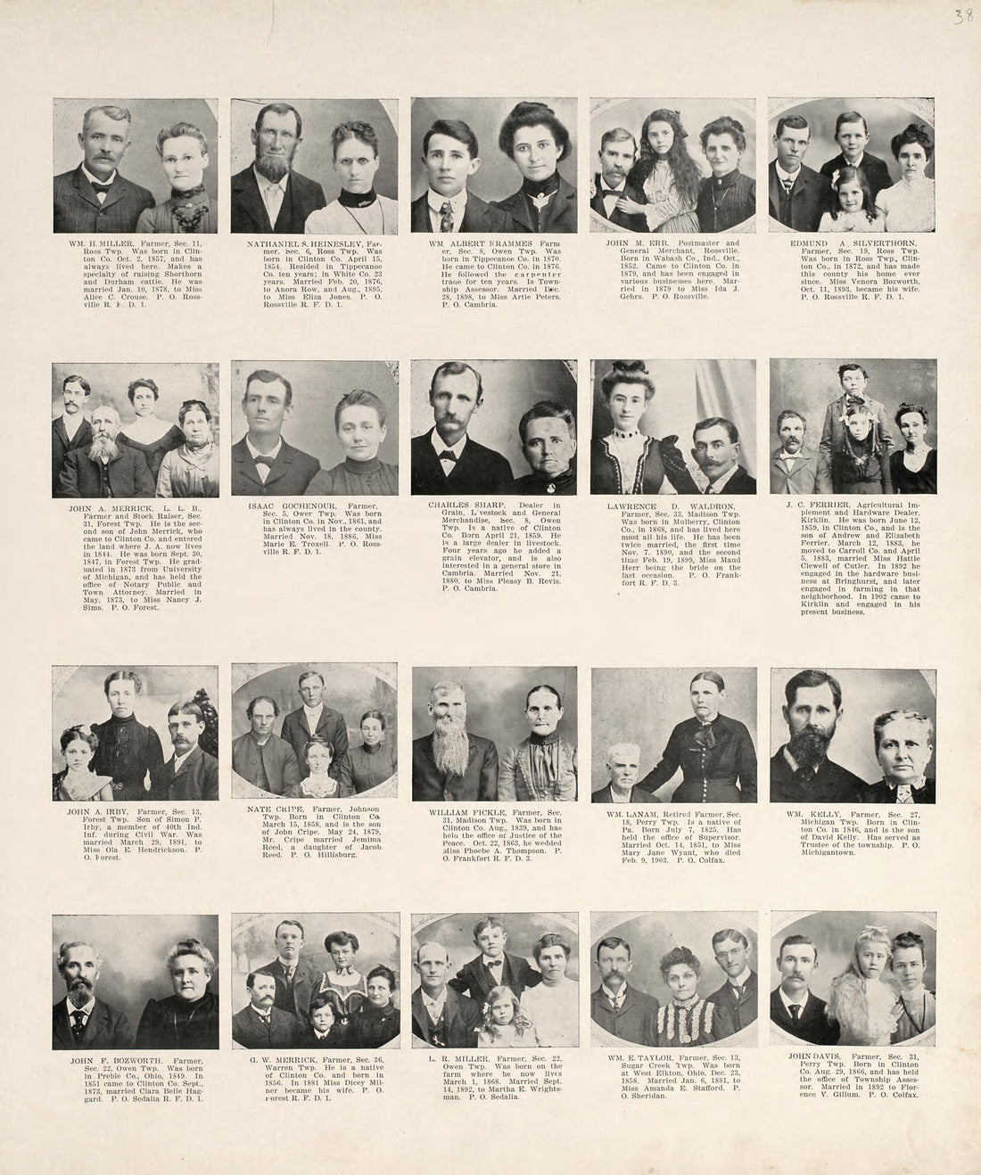 Portrait Department from 20th Century Atlas of Clinton County, Indiana : Containing Maps of Villages, Cities and Townships of the County, of the State, United States and World, Farmers Directory, Business Directory and General Information, … 1903 by Relic Map Company