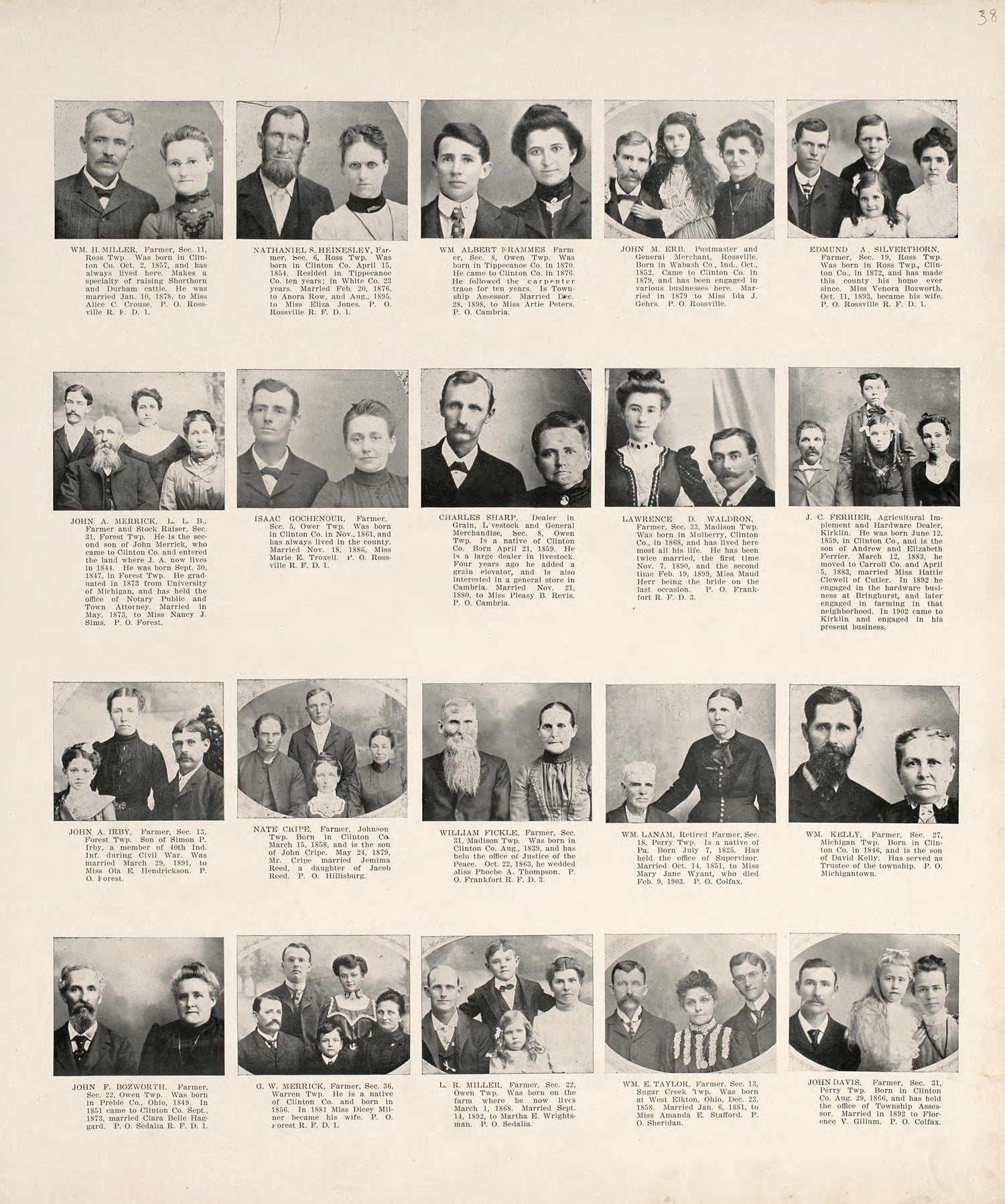 Portrait Department from 20th Century Atlas of Clinton County, Indiana : Containing Maps of Villages, Cities and Townships of the County, of the State, United States and World, Farmers Directory, Business Directory and General Information, … 1903 by Relic Map Company