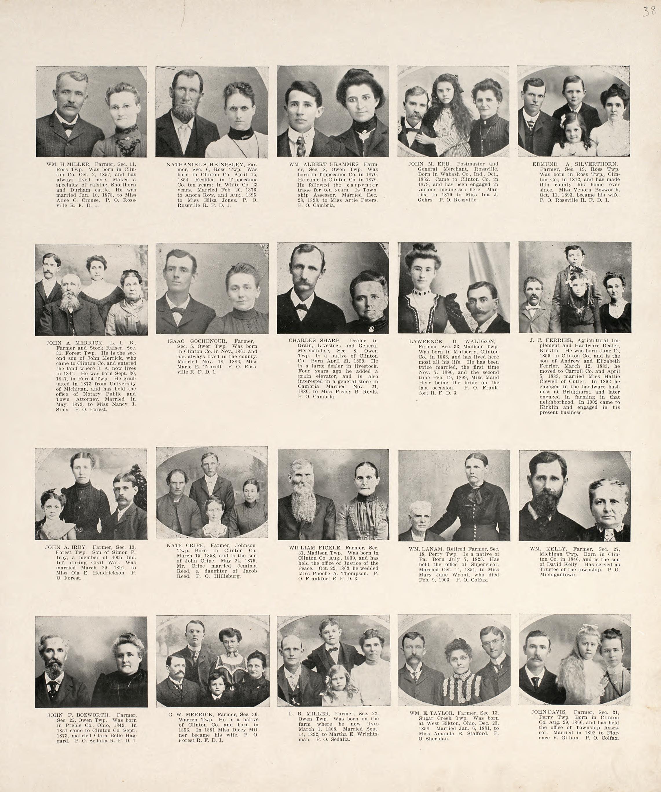 Portrait Department from 20th Century Atlas of Clinton County, Indiana : Containing Maps of Villages, Cities and Townships of the County, of the State, United States and World, Farmers Directory, Business Directory and General Information, … 1903 by Relic Map Company