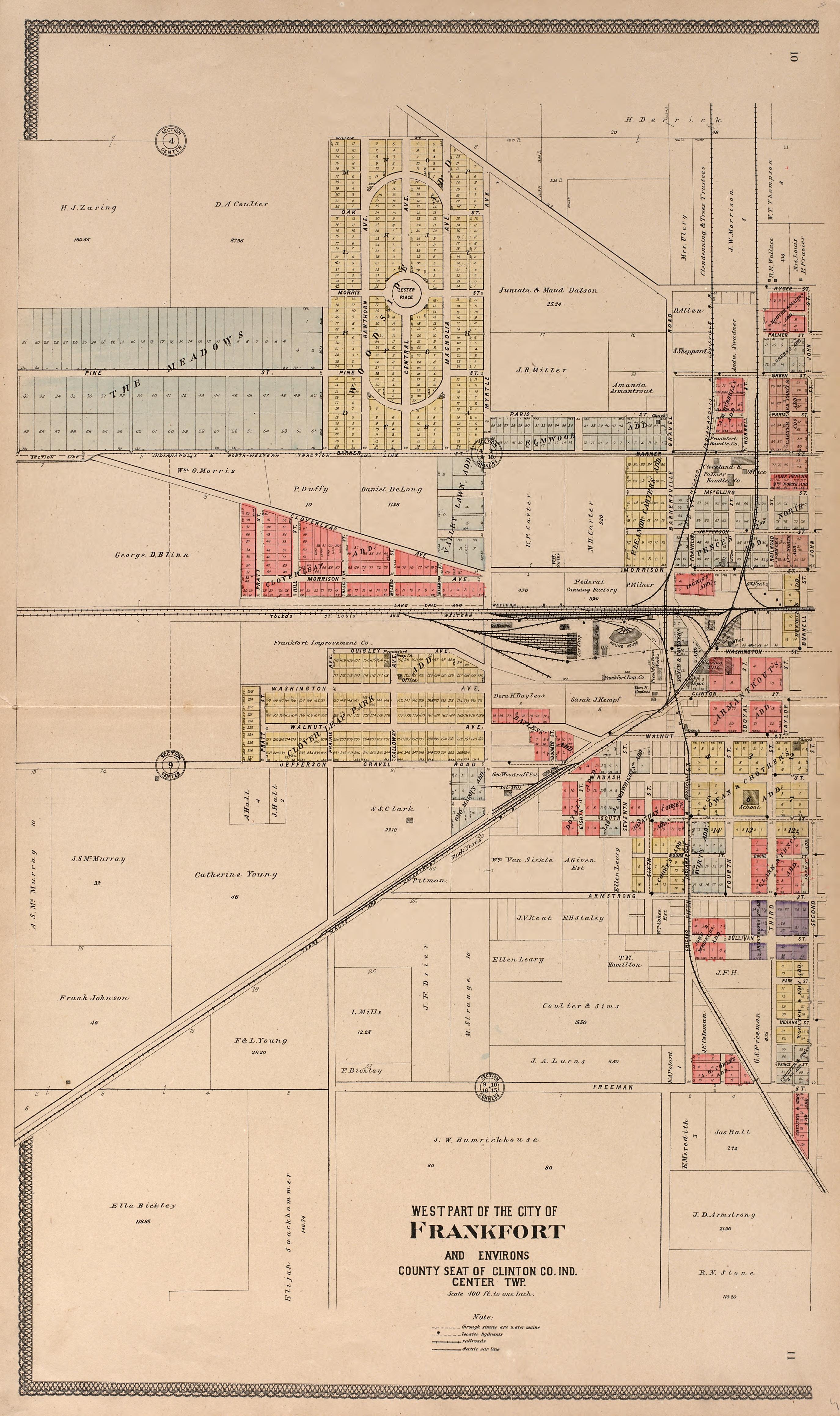 West Part of the City of Frankfort from 20th Century Atlas of Clinton County, Indiana : Containing Maps of Villages, Cities and Townships of the County, of the State, United States and World, Farmers Directory, Business Directory and General Informati... by Relic Map Company