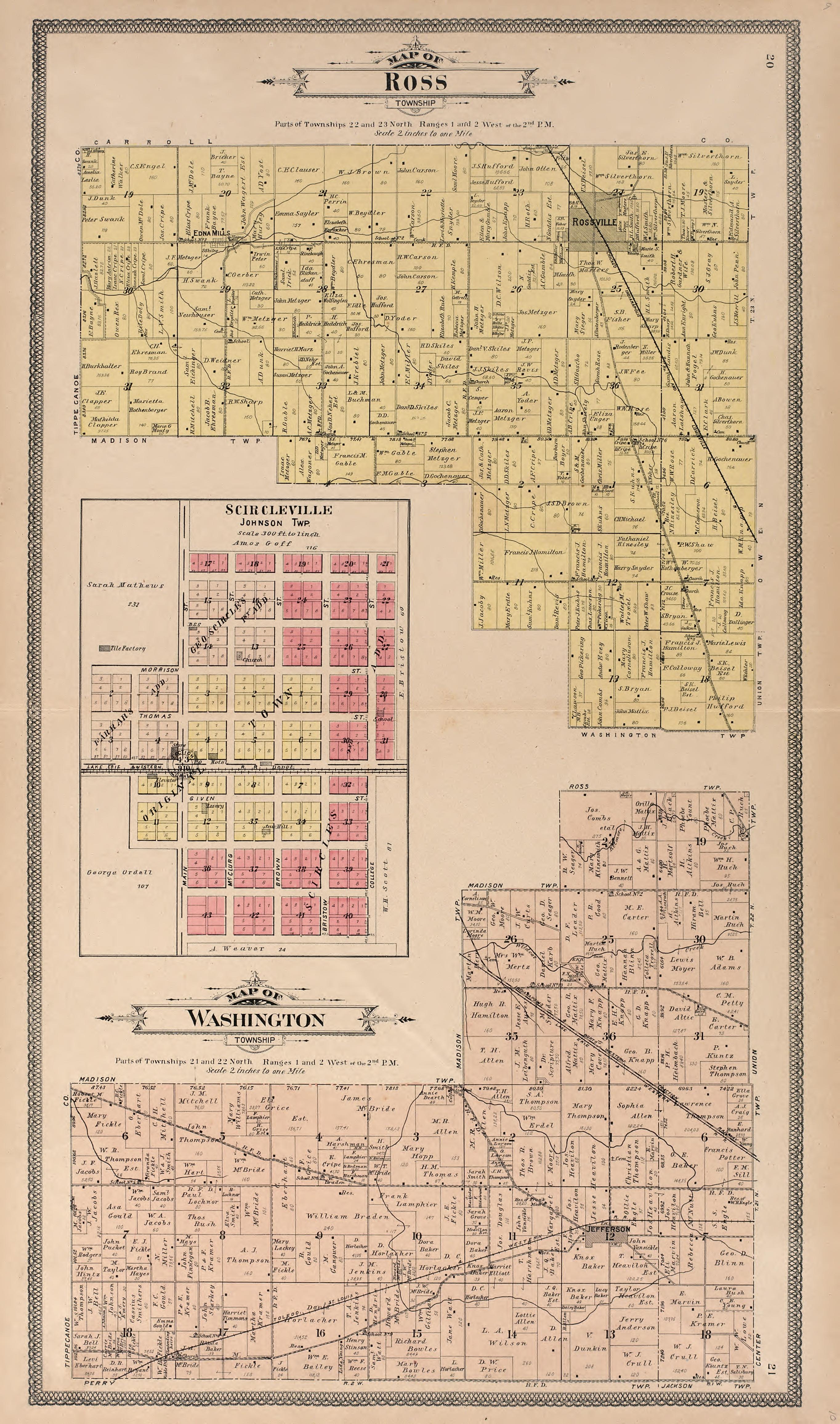 Map of Ross Township from 20th Century Atlas of Clinton County, Indiana : Containing Maps of Villages, Cities and Townships of the County, of the State, United States and World, Farmers Directory, Business Directory and General Information, … 1903 by Relic Map Company