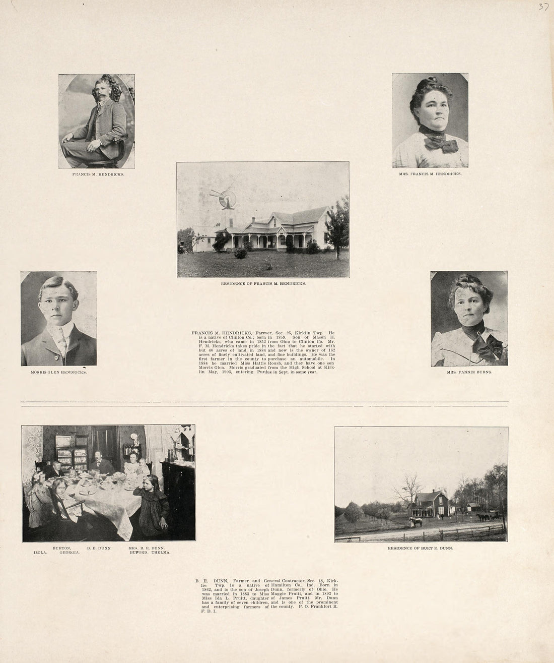 Portrait Department from 20th Century Atlas of Clinton County, Indiana : Containing Maps of Villages, Cities and Townships of the County, of the State, United States and World, Farmers Directory, Business Directory and General Information, … 1903 by Relic Map Company