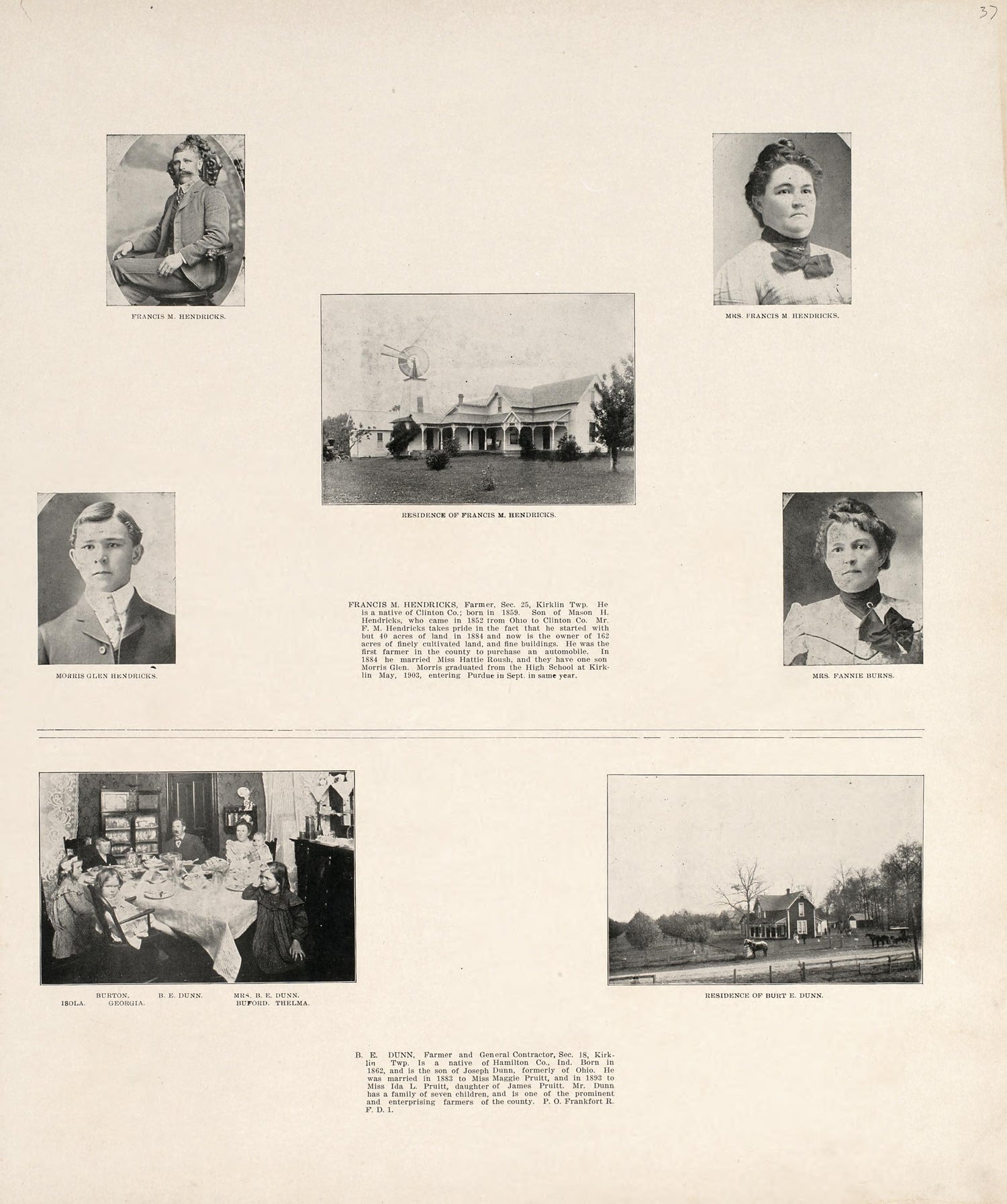 Portrait Department from 20th Century Atlas of Clinton County, Indiana : Containing Maps of Villages, Cities and Townships of the County, of the State, United States and World, Farmers Directory, Business Directory and General Information, … 1903 by Relic Map Company