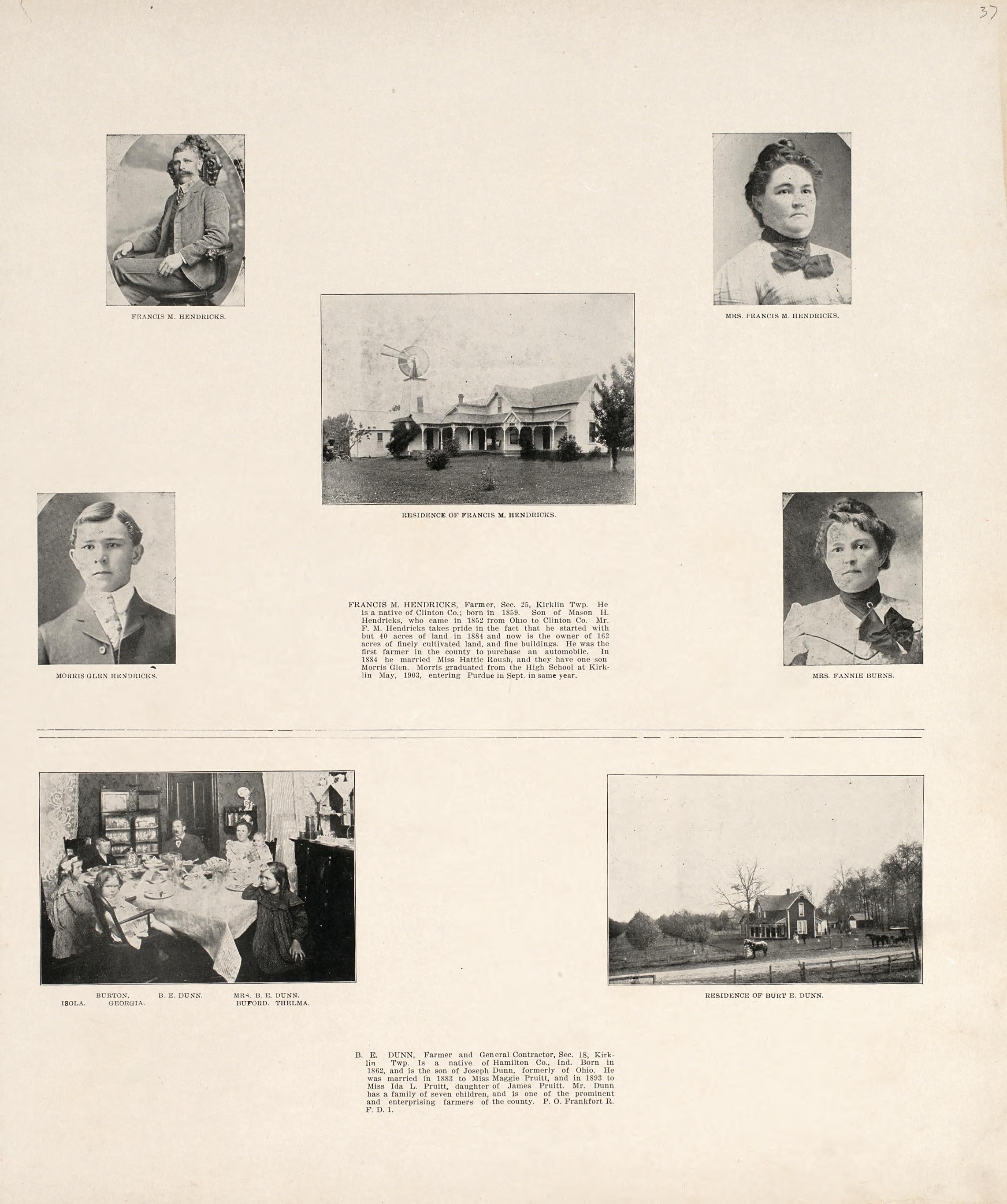 Portrait Department from 20th Century Atlas of Clinton County, Indiana : Containing Maps of Villages, Cities and Townships of the County, of the State, United States and World, Farmers Directory, Business Directory and General Information, … 1903 by Relic Map Company