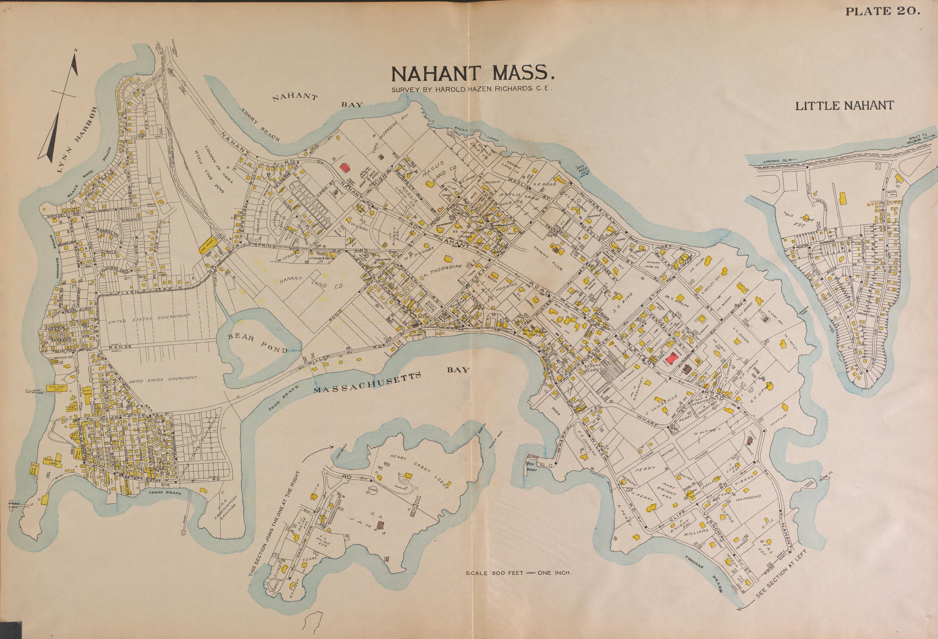 Nahant from Richards Standard Atlas of the City of Lynn and the Towns of Swampscott, Saugus and Nahant, Massachusetts : from Official Records, Private Plans and Actual Surveys 1924 by Relic Map Company