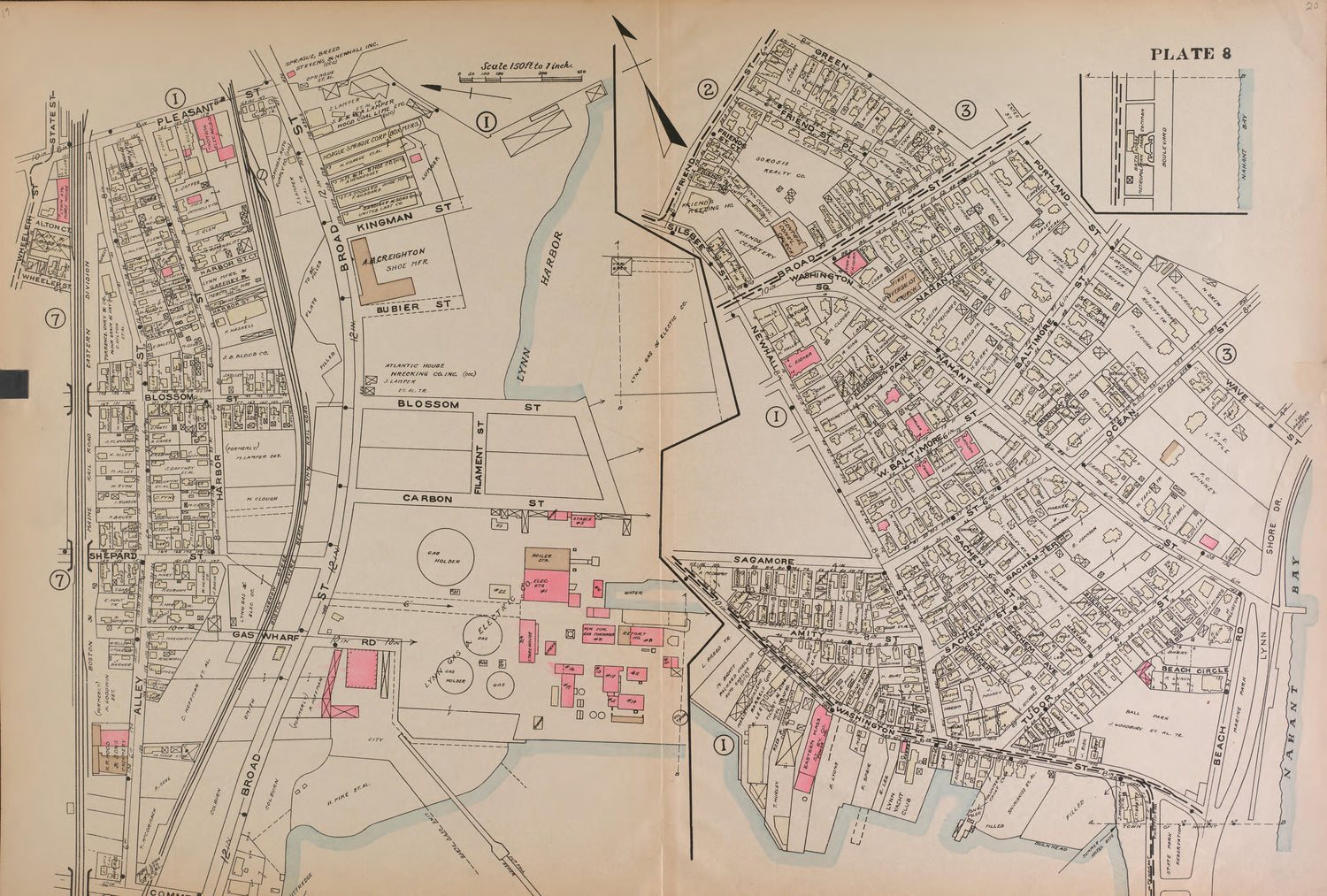 Lynn, Plate 8 from Richards Standard Atlas of the City of Lynn and the Towns of Swampscott, Saugus and Nahant, Massachusetts : from Official Records, Private Plans and Actual Surveys 1924 by Relic Map Company