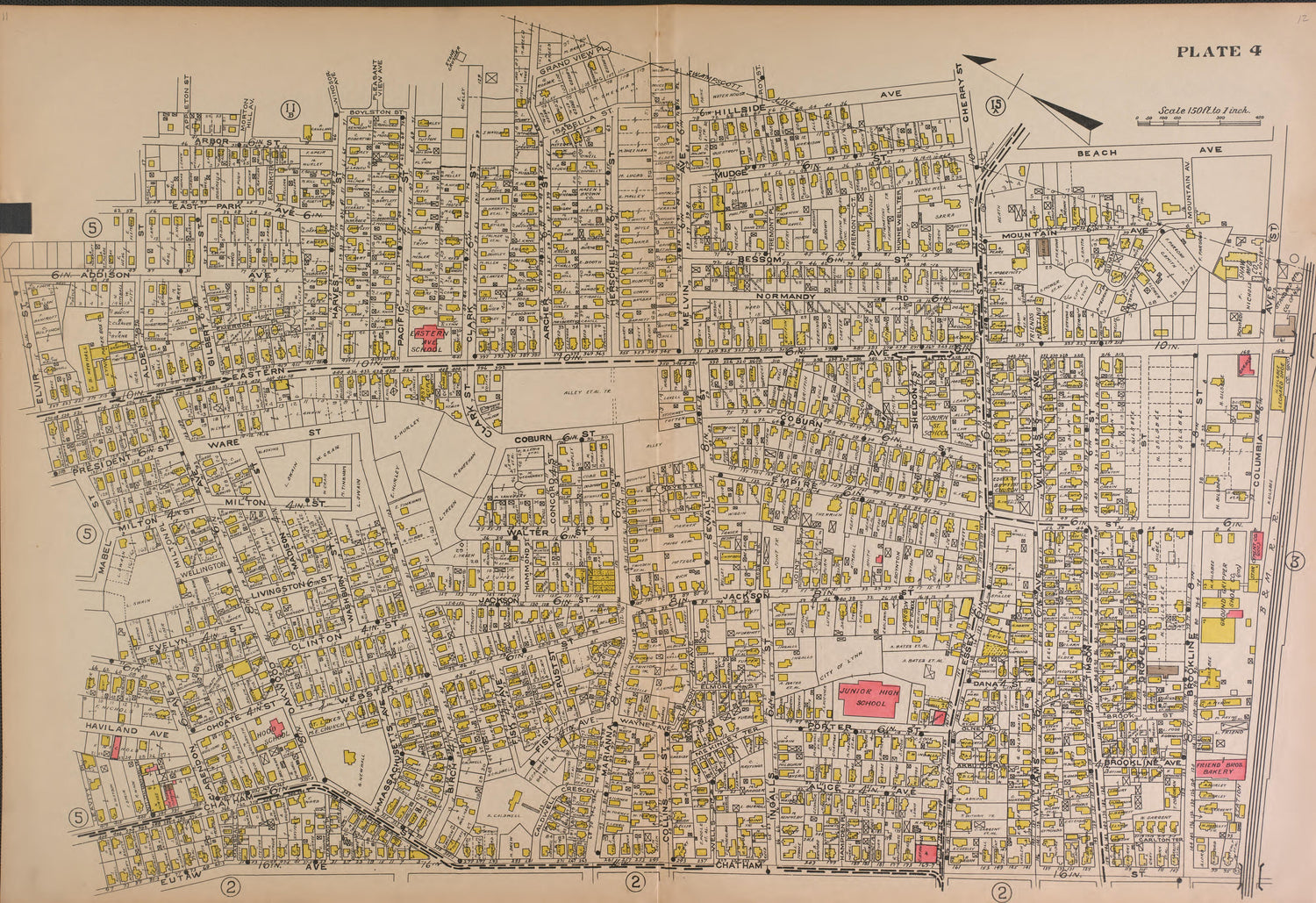 Lynn, Plate 4 from Richards Standard Atlas of the City of Lynn and the Towns of Swampscott, Saugus and Nahant, Massachusetts : from Official Records, Private Plans and Actual Surveys 1924 by Relic Map Company