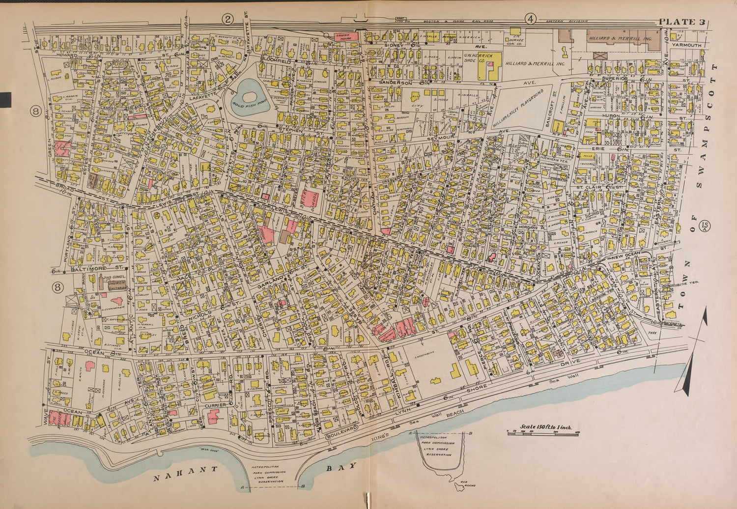 Lynn, Plate 3 from Richards Standard Atlas of the City of Lynn and the Towns of Swampscott, Saugus and Nahant, Massachusetts : from Official Records, Private Plans and Actual Surveys 1924 by Relic Map Company