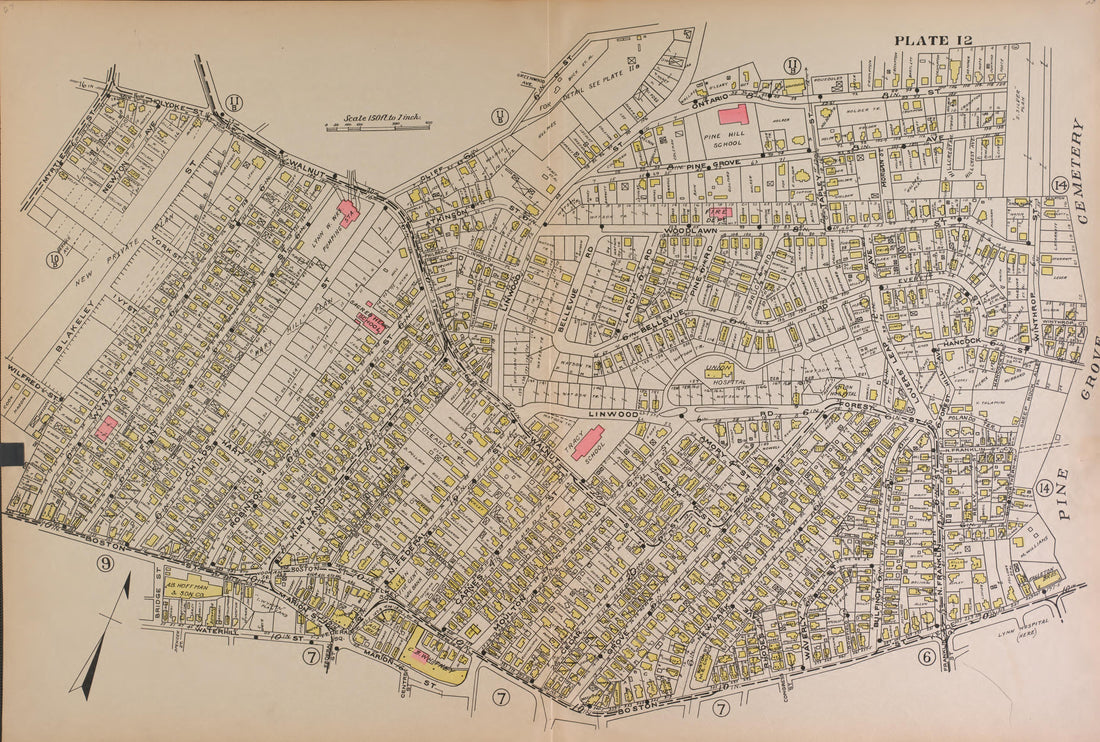 Lynn, Plate 12 from Richards Standard Atlas of the City of Lynn and the Towns of Swampscott, Saugus and Nahant, Massachusetts : from Official Records, Private Plans and Actual Surveys 1924 by Relic Map Company