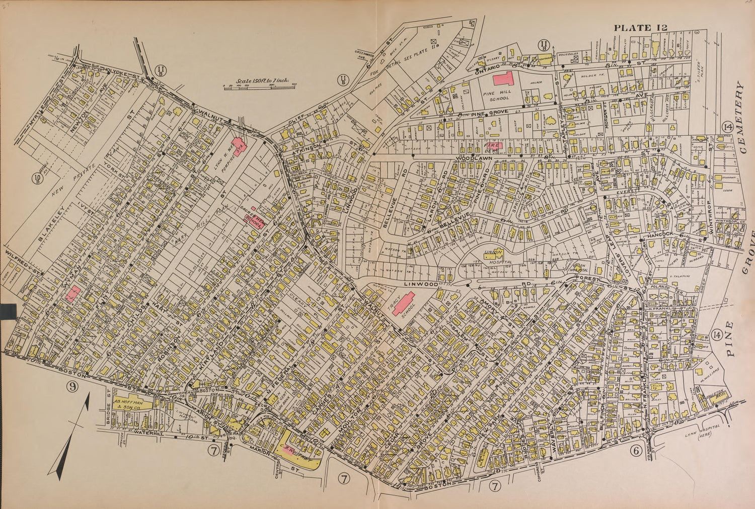 Lynn, Plate 12 from Richards Standard Atlas of the City of Lynn and the Towns of Swampscott, Saugus and Nahant, Massachusetts : from Official Records, Private Plans and Actual Surveys 1924 by Relic Map Company