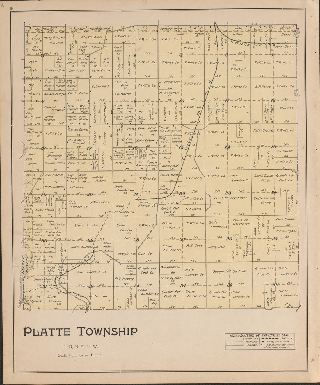 Platte from Atlas of Benzie County, Michigan : With Maps of Michigan, United States and the World, Alaska, Cuba, Porto Rico, Hawaii and the Philippines : Also a Complete Mailing List of All Resident … 1901 by Relic Map Company