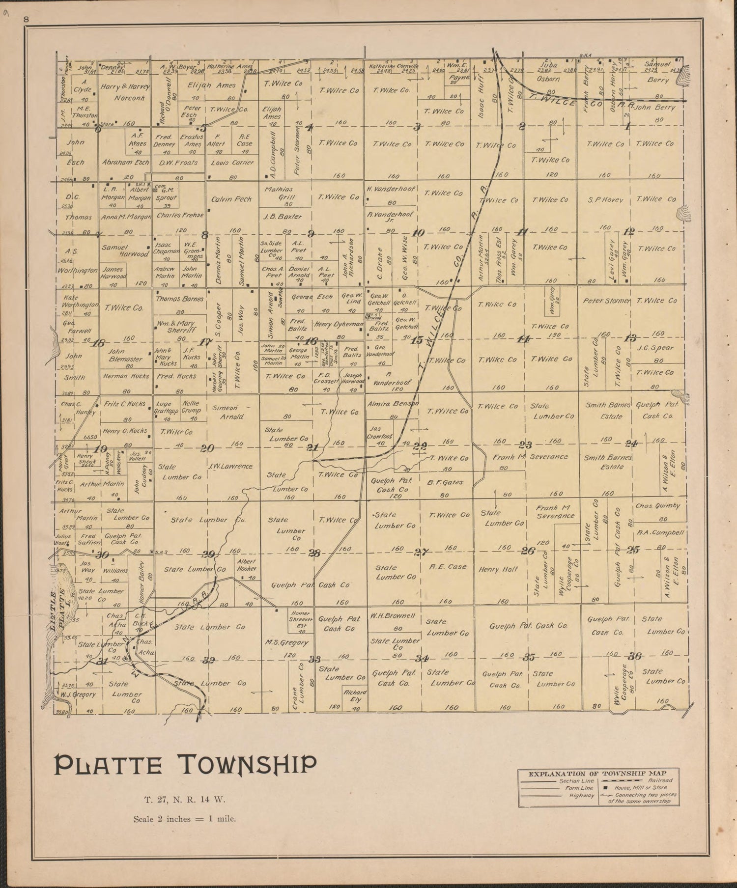 Platte from Atlas of Benzie County, Michigan : With Maps of Michigan, United States and the World, Alaska, Cuba, Porto Rico, Hawaii and the Philippines : Also a Complete Mailing List of All Resident … 1901 by Relic Map Company