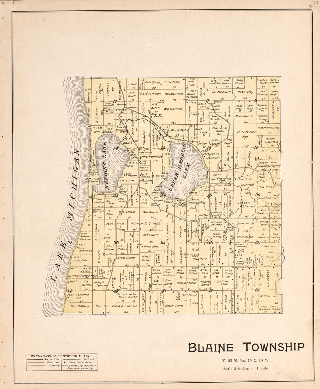 Blaine from Atlas of Benzie County, Michigan : With Maps of Michigan, United States and the World, Alaska, Cuba, Porto Rico, Hawaii and the Philippines : Also a Complete Mailing List of All Resident … 1901 by Relic Map Company