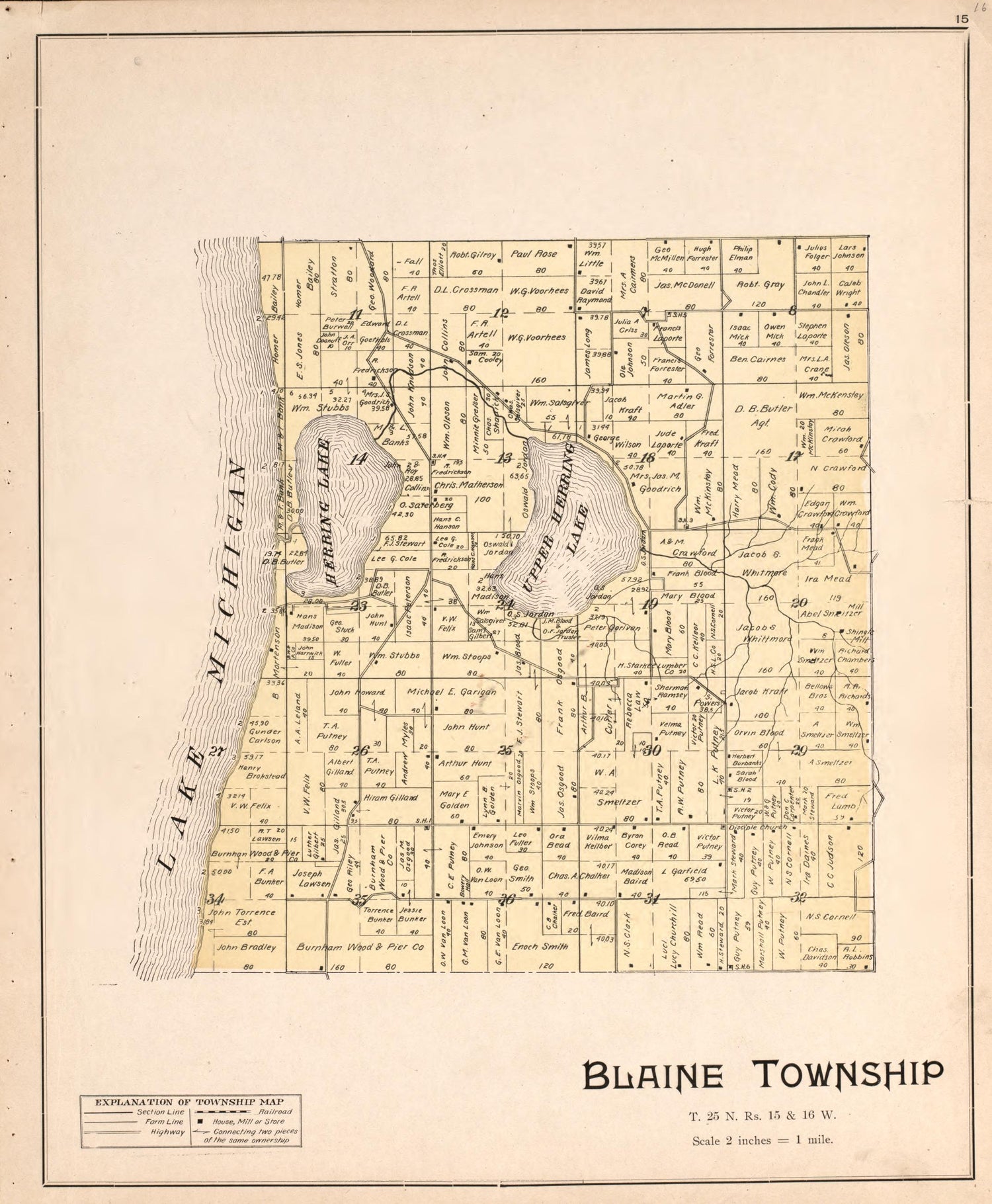 Blaine from Atlas of Benzie County, Michigan : With Maps of Michigan, United States and the World, Alaska, Cuba, Porto Rico, Hawaii and the Philippines : Also a Complete Mailing List of All Resident … 1901 by Relic Map Company