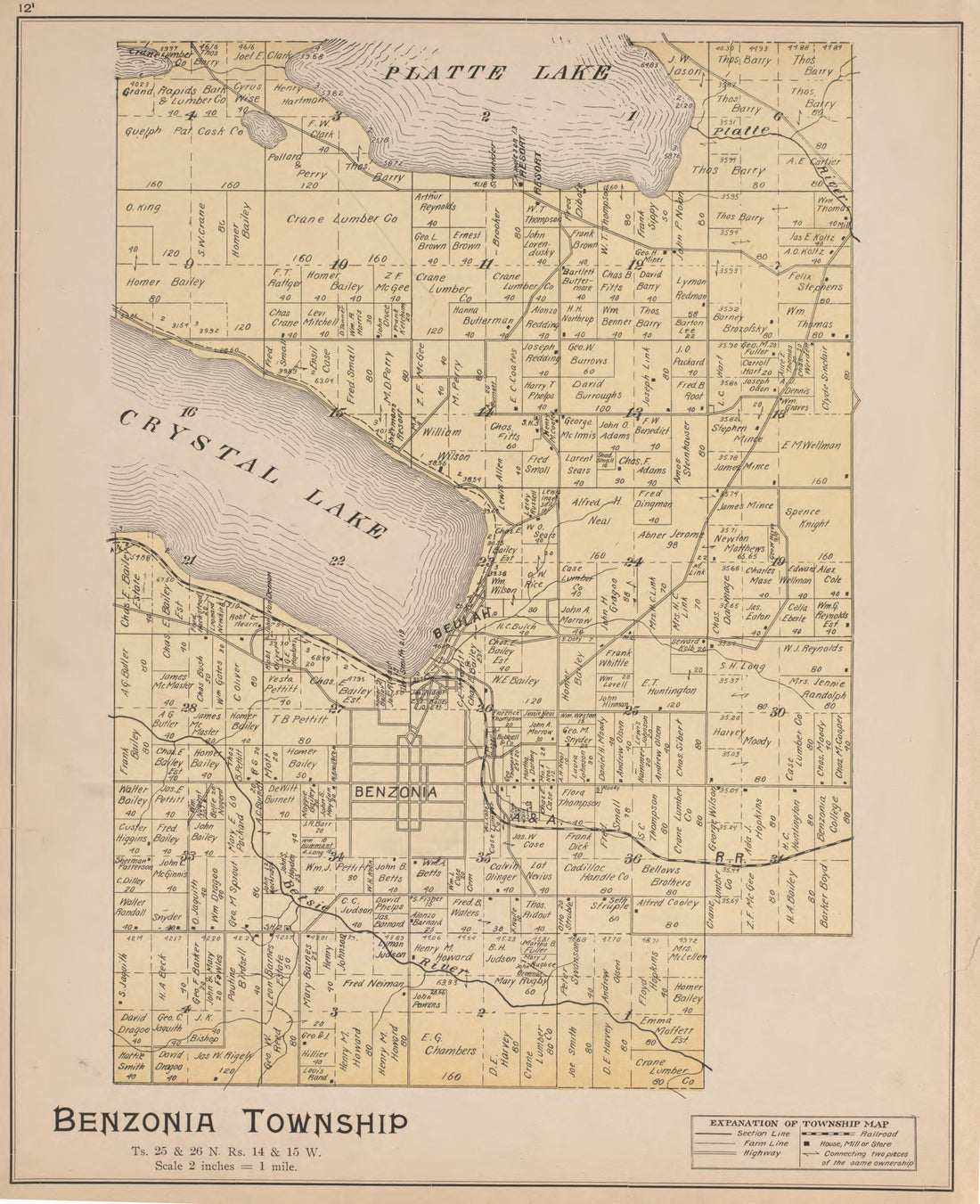 Benzonia from Atlas of Benzie County, Michigan : With Maps of Michigan, United States and the World, Alaska, Cuba, Porto Rico, Hawaii and the Philippines : Also a Complete Mailing List of All Resident … 1901 by Relic Map Company