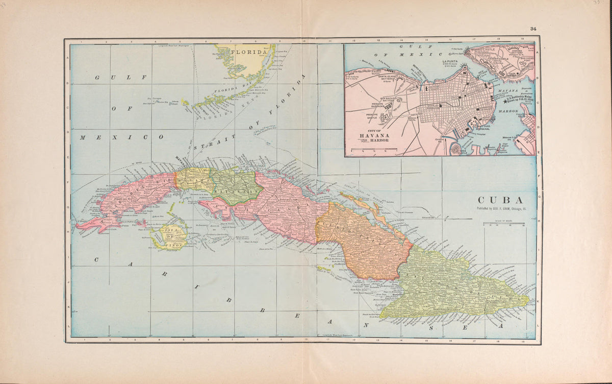 Cuba from Atlas of Benzie County, Michigan : With Maps of Michigan, United States and the World, Alaska, Cuba, Porto Rico, Hawaii and the Philippines : Also a Complete Mailing List of All Resident … 1901 by Relic Map Company