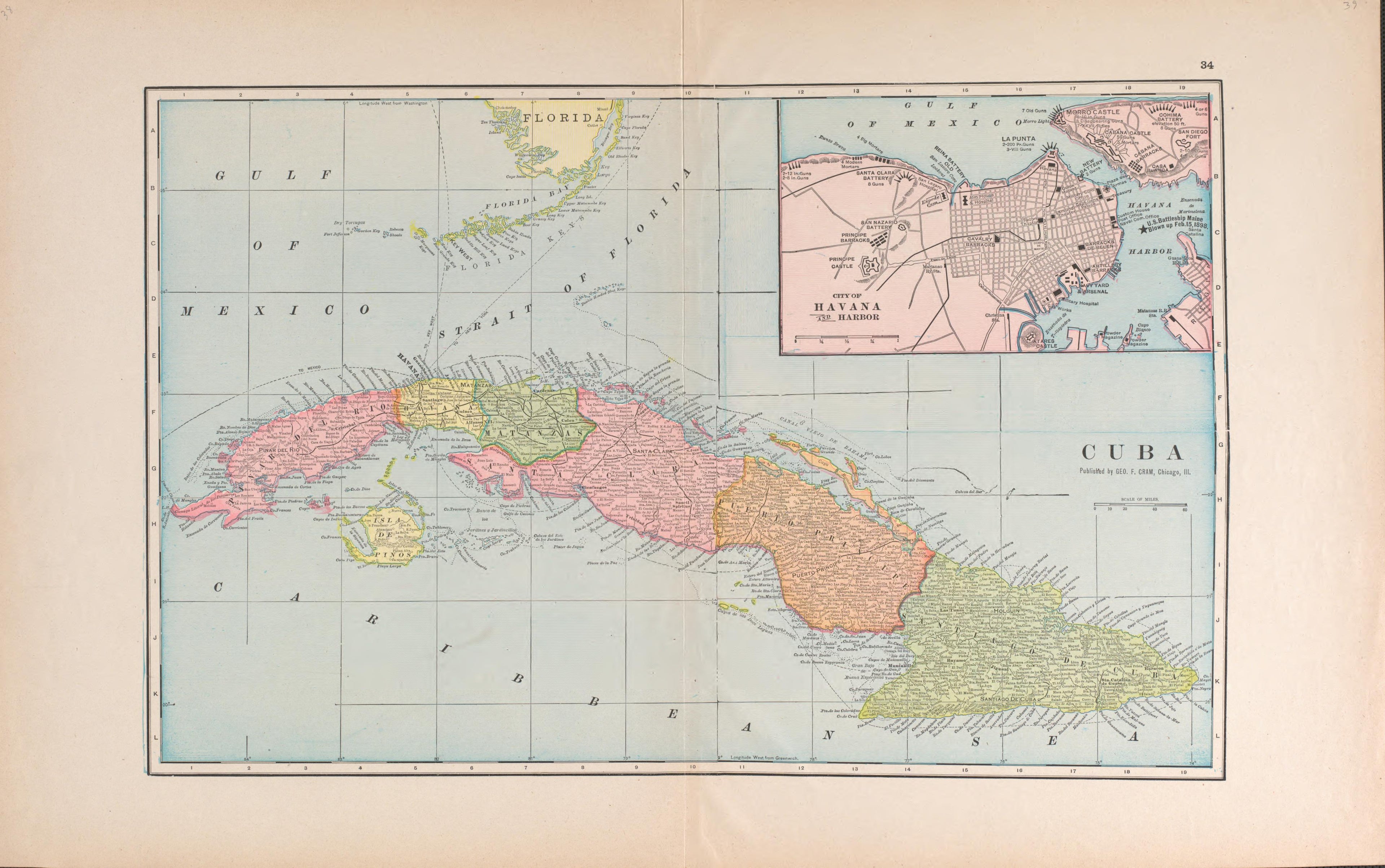 Cuba from Atlas of Benzie County, Michigan : With Maps of Michigan, United States and the World, Alaska, Cuba, Porto Rico, Hawaii and the Philippines : Also a Complete Mailing List of All Resident … 1901 by Relic Map Company