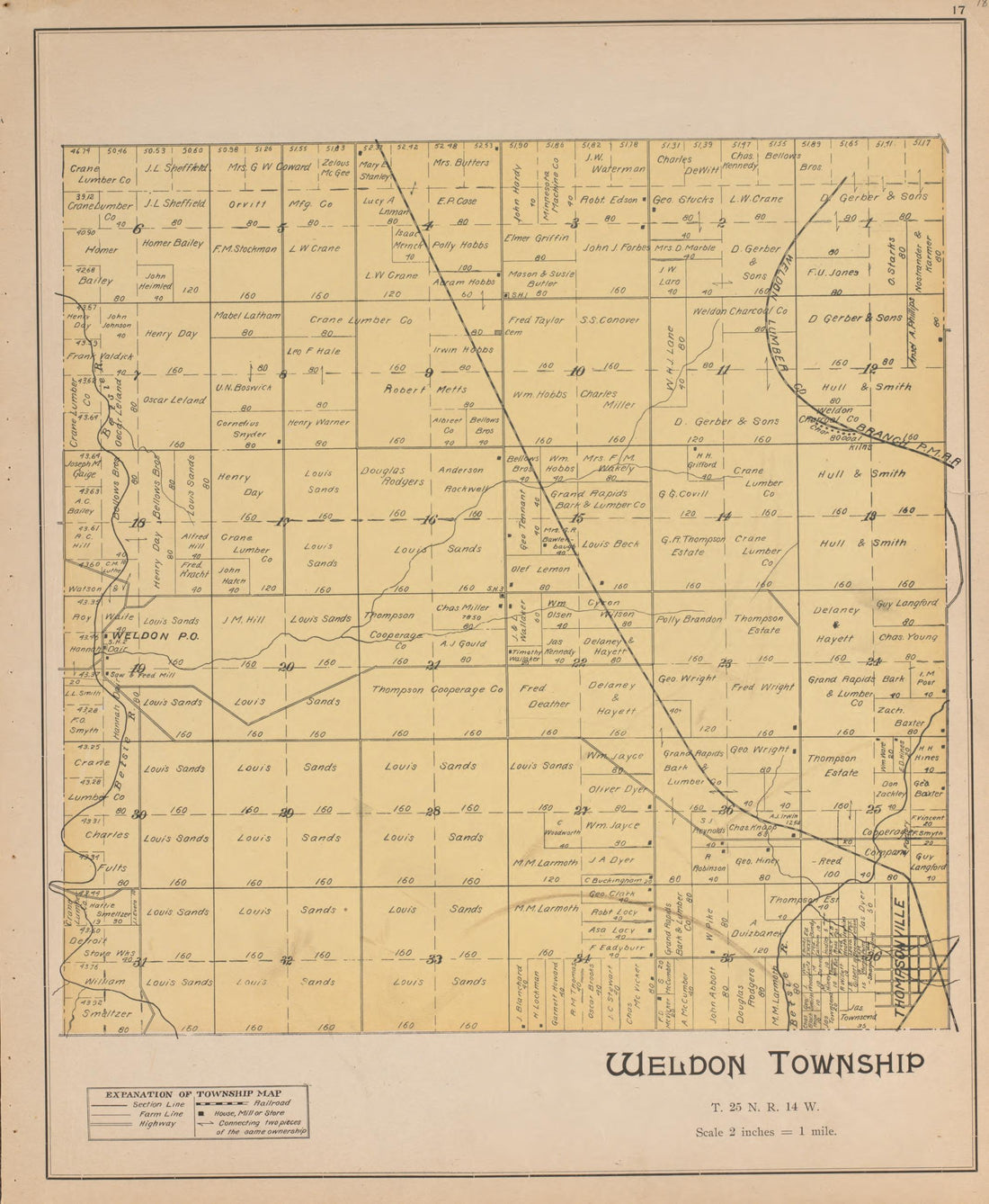 Weldon from Atlas of Benzie County, Michigan : With Maps of Michigan, United States and the World, Alaska, Cuba, Porto Rico, Hawaii and the Philippines : Also a Complete Mailing List of All Resident … 1901 by Relic Map Company