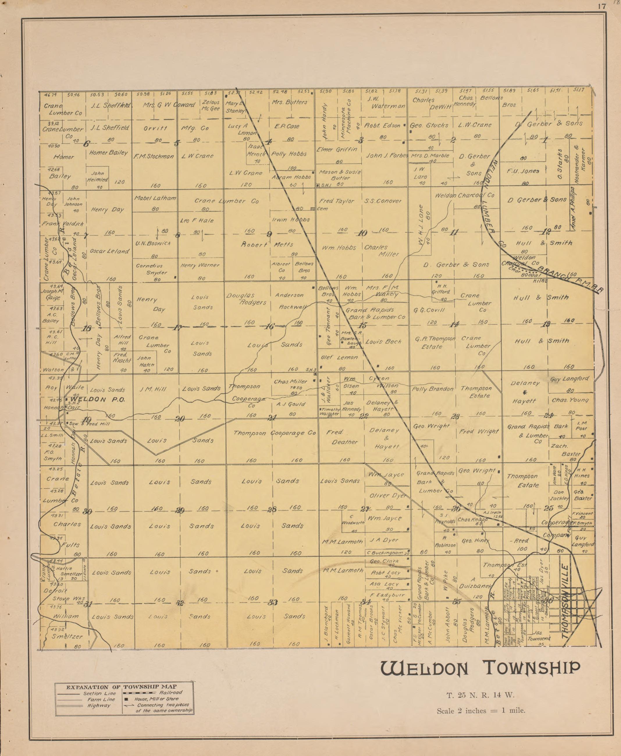 Weldon from Atlas of Benzie County, Michigan : With Maps of Michigan, United States and the World, Alaska, Cuba, Porto Rico, Hawaii and the Philippines : Also a Complete Mailing List of All Resident … 1901 by Relic Map Company