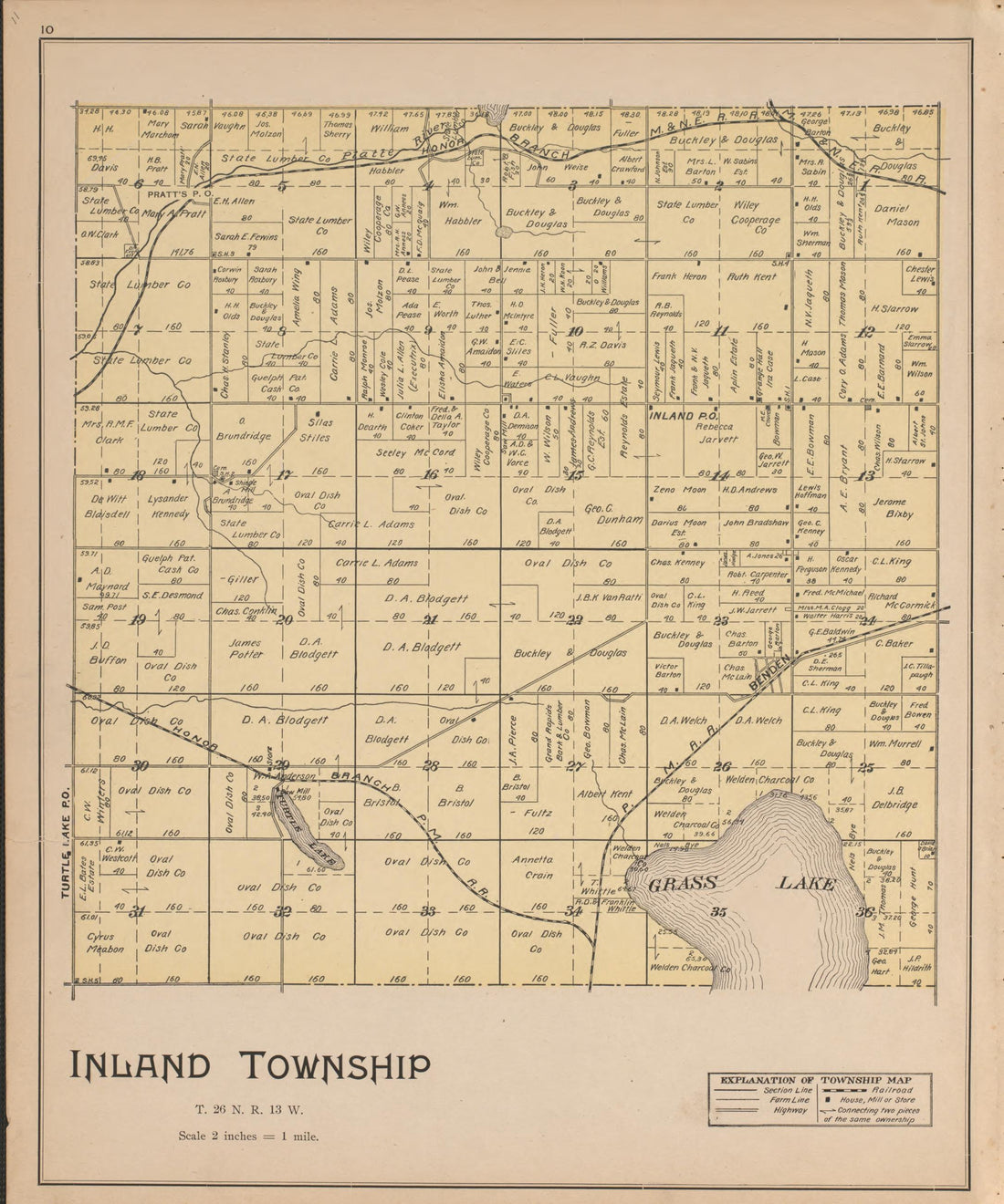Inland from Atlas of Benzie County, Michigan : With Maps of Michigan, United States and the World, Alaska, Cuba, Porto Rico, Hawaii and the Philippines : Also a Complete Mailing List of All Resident … 1901 by Relic Map Company