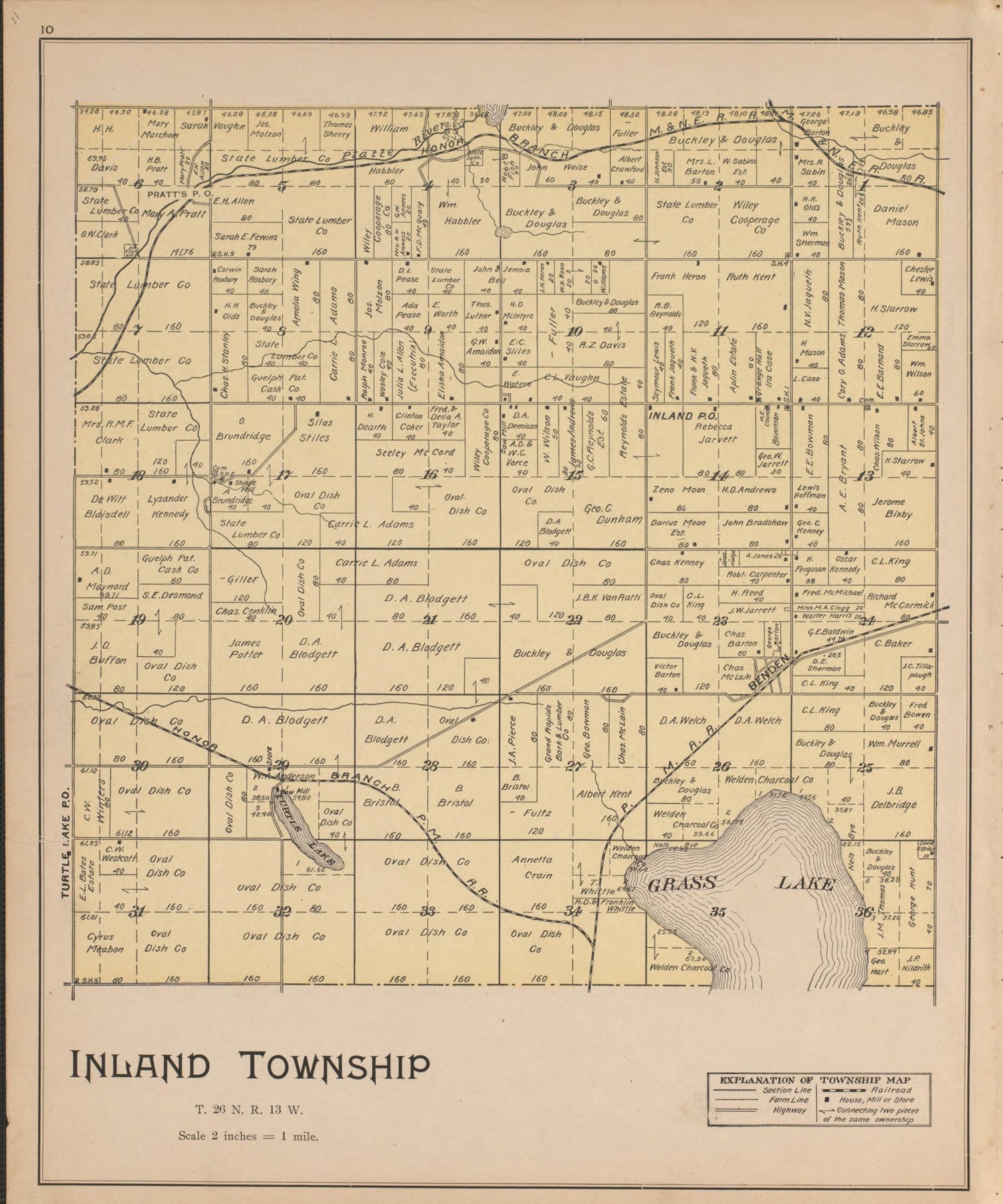 Inland from Atlas of Benzie County, Michigan : With Maps of Michigan, United States and the World, Alaska, Cuba, Porto Rico, Hawaii and the Philippines : Also a Complete Mailing List of All Resident … 1901 by Relic Map Company