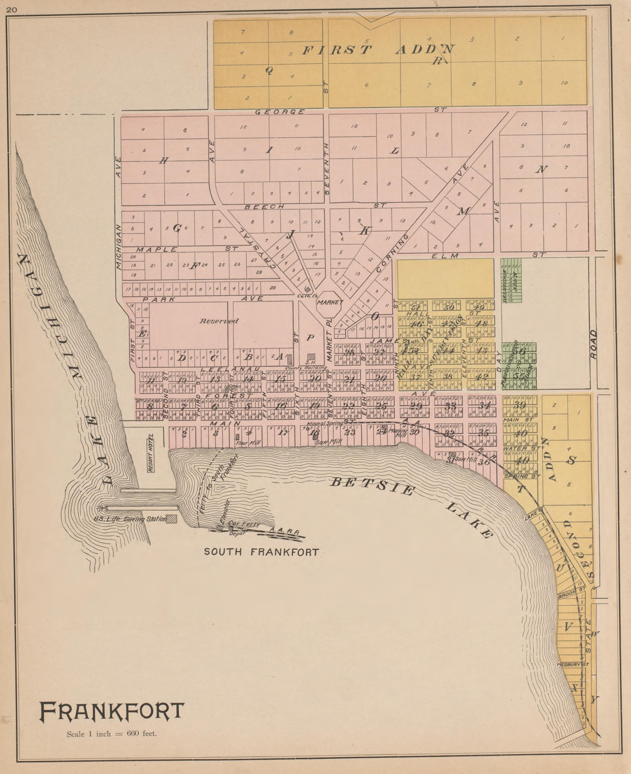 Frankfort from Atlas of Benzie County, Michigan : With Maps of Michigan, United States and the World, Alaska, Cuba, Porto Rico, Hawaii and the Philippines : Also a Complete Mailing List of All Resident … 1901 by Relic Map Company