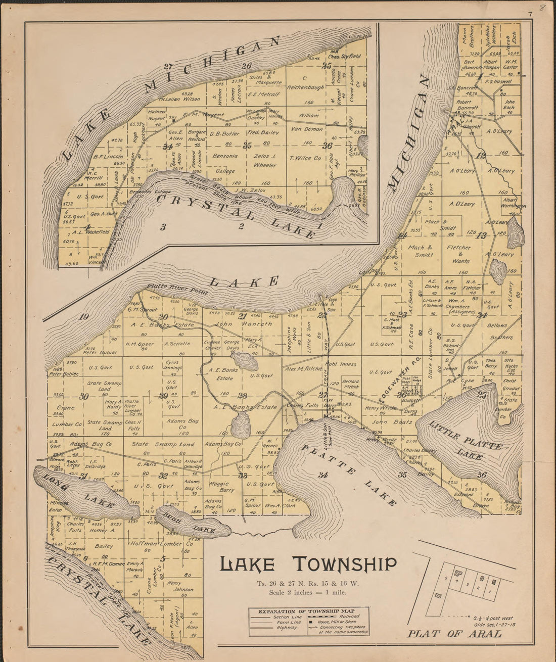 Lake from Atlas of Benzie County, Michigan : With Maps of Michigan, United States and the World, Alaska, Cuba, Porto Rico, Hawaii and the Philippines : Also a Complete Mailing List of All Resident … 1901 by Relic Map Company
