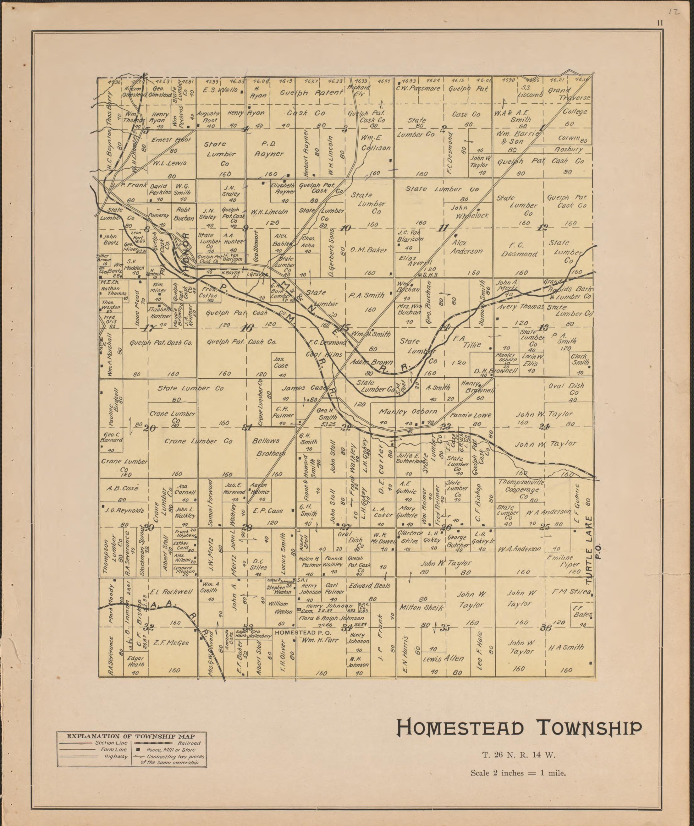 Homestead from Atlas of Benzie County, Michigan : With Maps of Michigan, United States and the World, Alaska, Cuba, Porto Rico, Hawaii and the Philippines : Also a Complete Mailing List of All Resident … 1901 by Relic Map Company