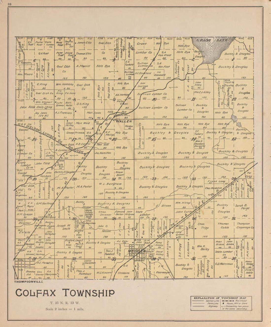 Colfax from Atlas of Benzie County, Michigan : With Maps of Michigan, United States and the World, Alaska, Cuba, Porto Rico, Hawaii and the Philippines : Also a Complete Mailing List of All Resident … 1901 by Relic Map Company