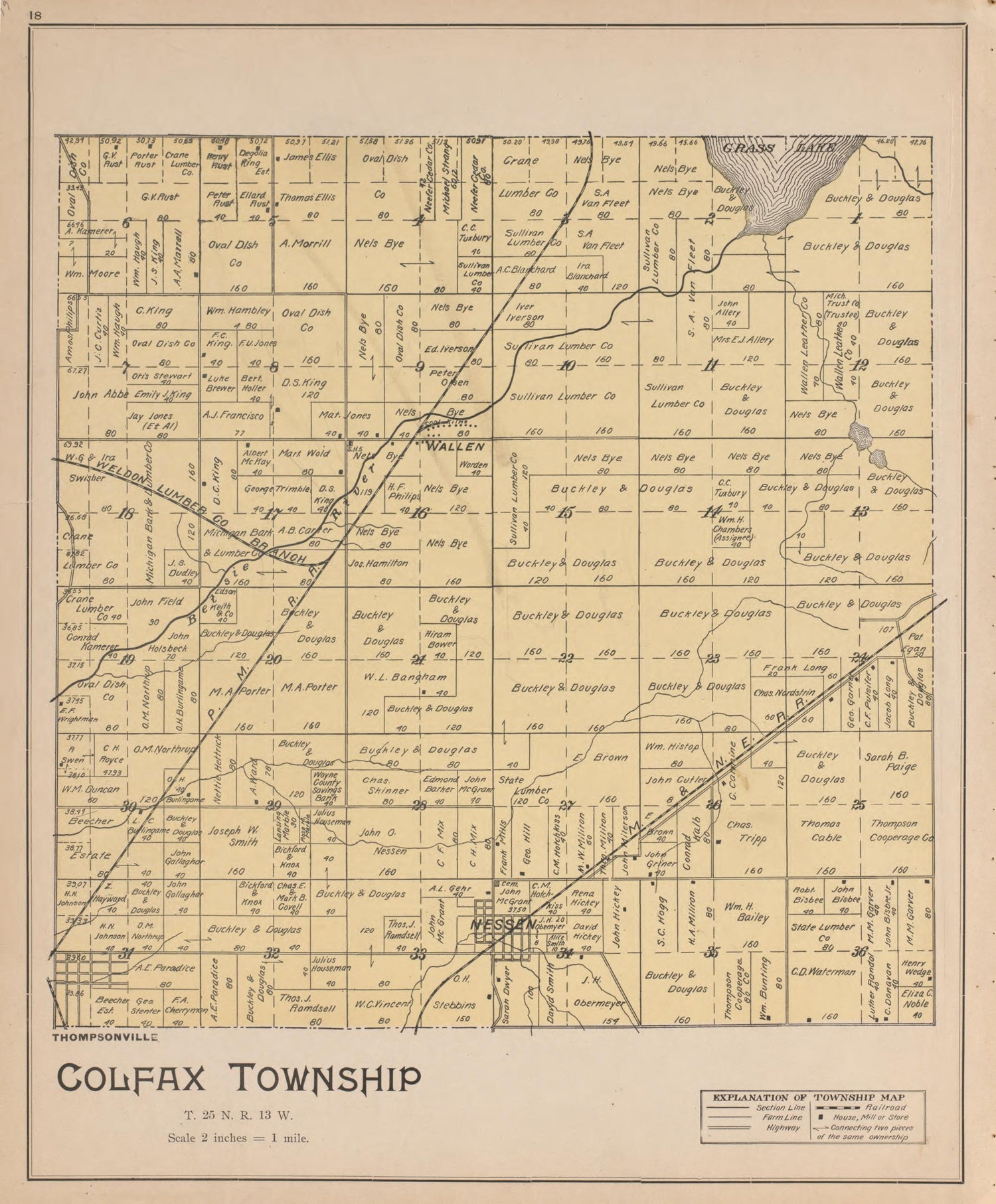 Colfax from Atlas of Benzie County, Michigan : With Maps of Michigan, United States and the World, Alaska, Cuba, Porto Rico, Hawaii and the Philippines : Also a Complete Mailing List of All Resident … 1901 by Relic Map Company